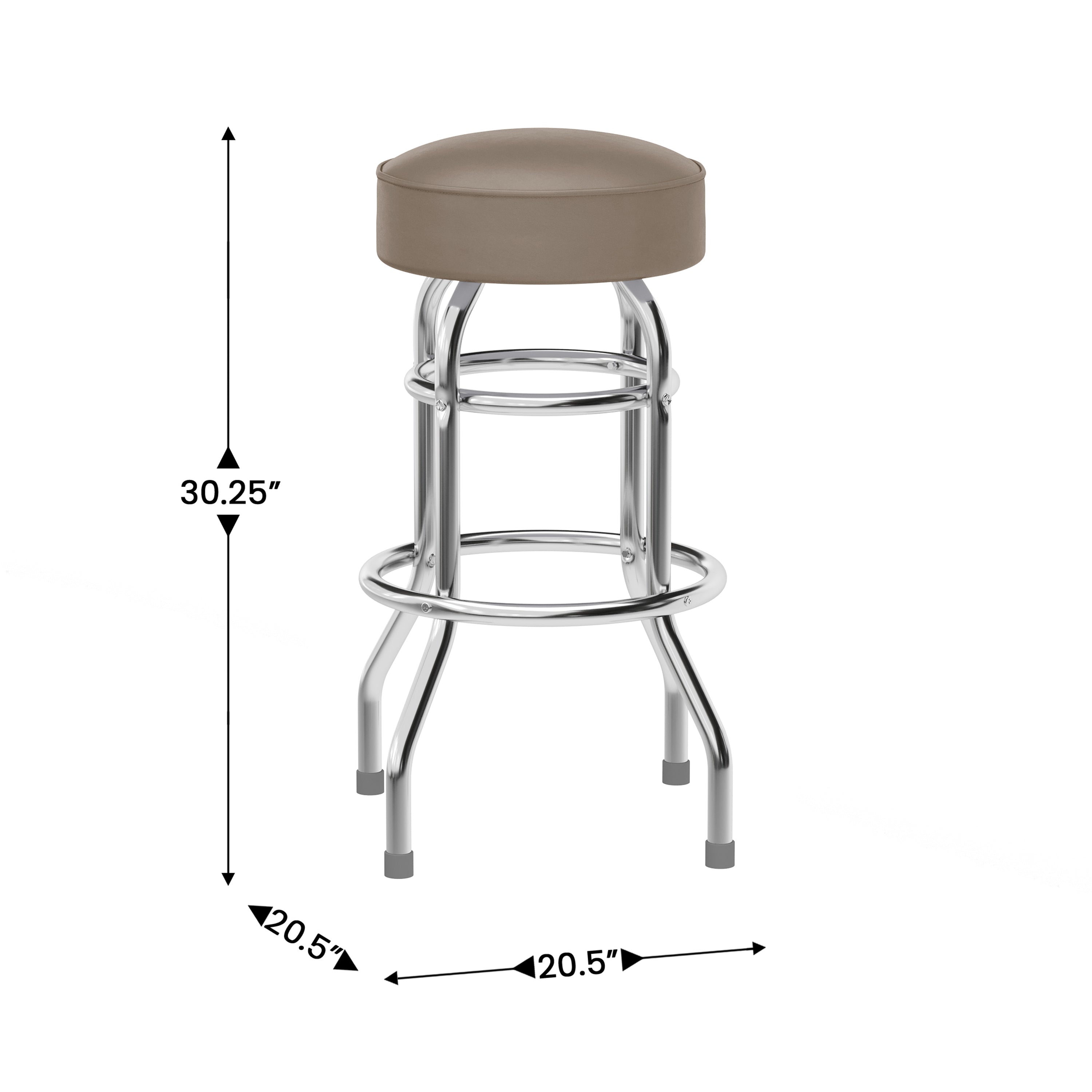 Bruno Double Ring Chrome Barstool with Beige Seat