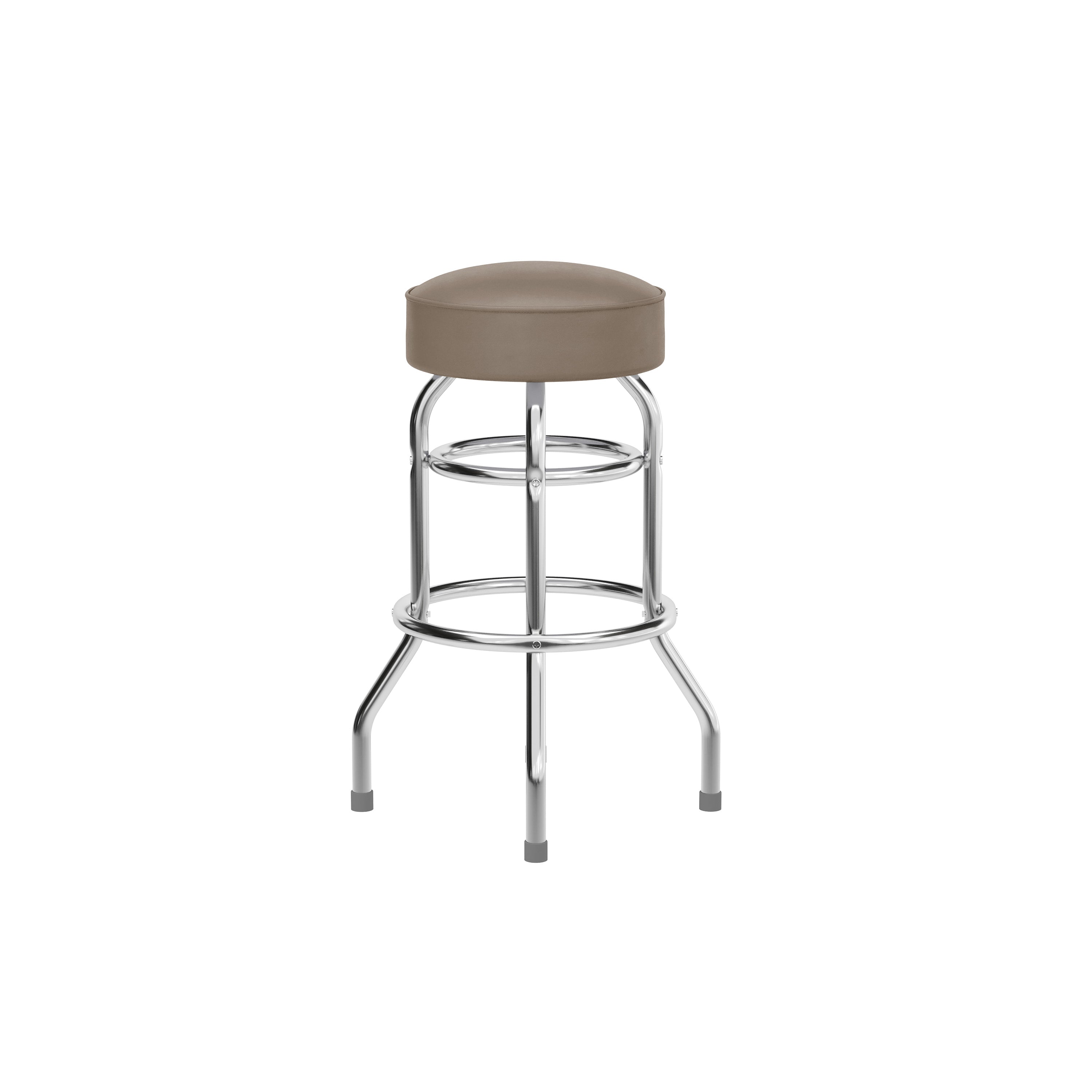 Bruno Double Ring Chrome Barstool with Beige Seat