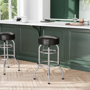 Bruno Double Ring Chrome Barstool with Dark Brown Seat