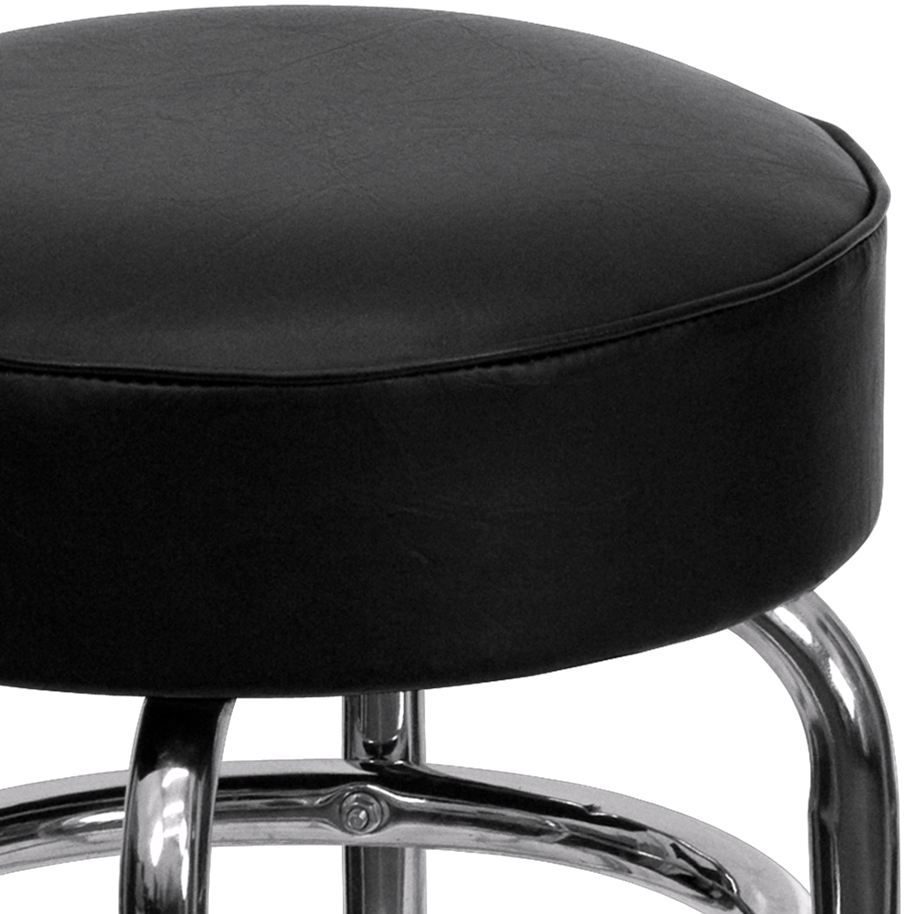 Bruno Double Ring Chrome Barstool with Black Seat