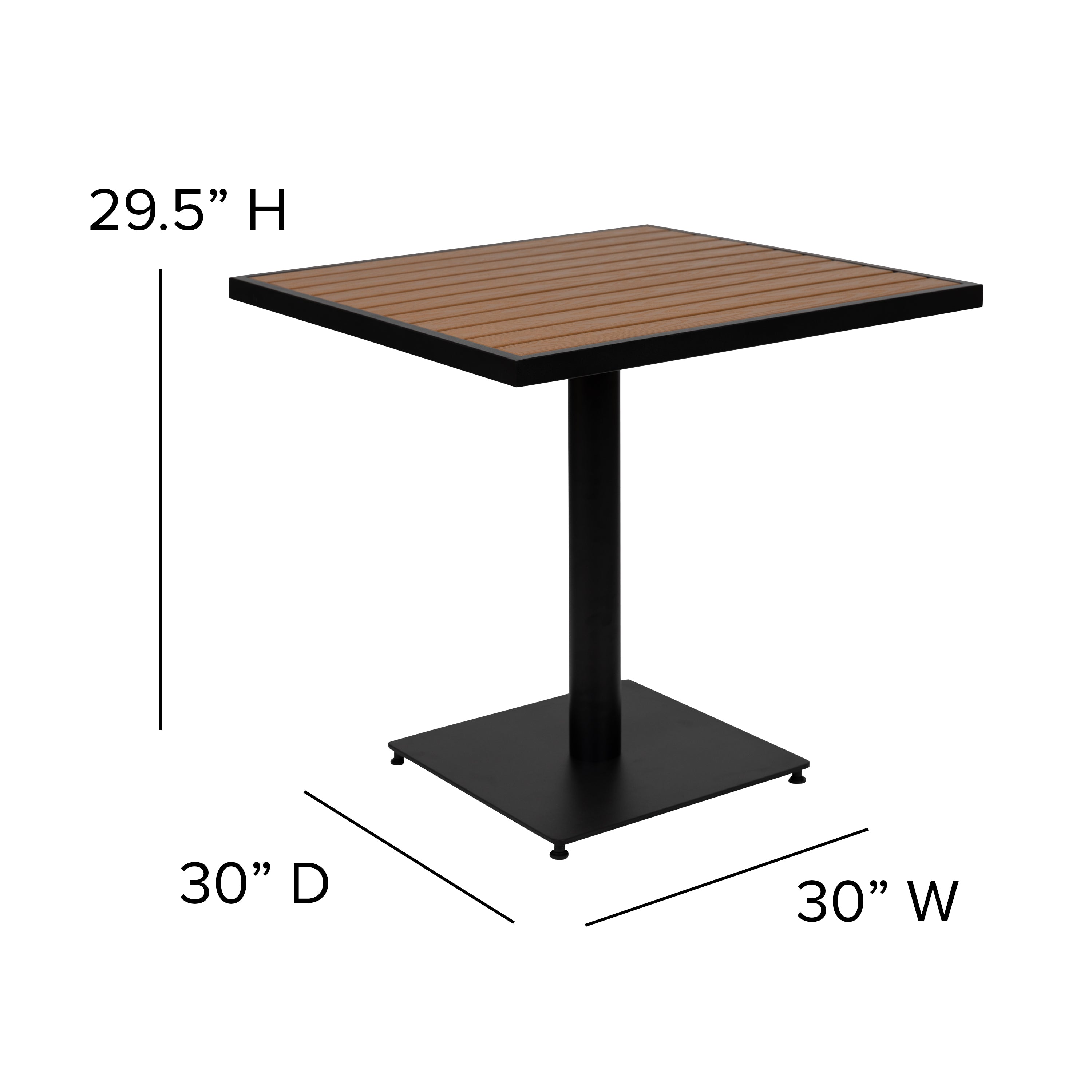 Lark Outdoor Patio Bistro Dining Table Set with 4 Chairs and Faux Teak Poly Slats