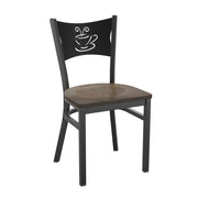 HERCULES Series Black Coffee Back Metal Restaurant Chair - Antique Copper Wood Seat