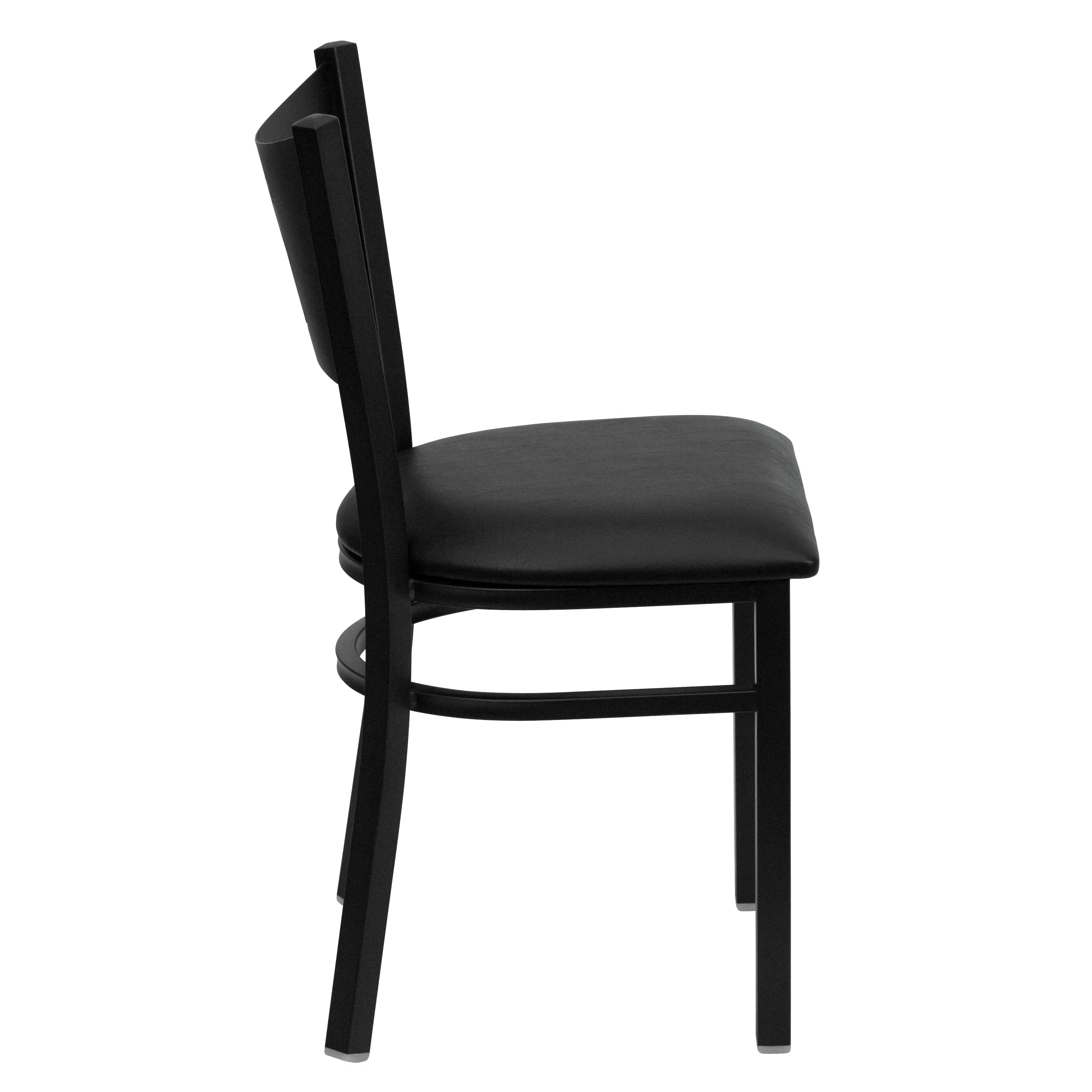 HERCULES Series Black Coffee Back Metal Restaurant Chair - Black Vinyl Seat
