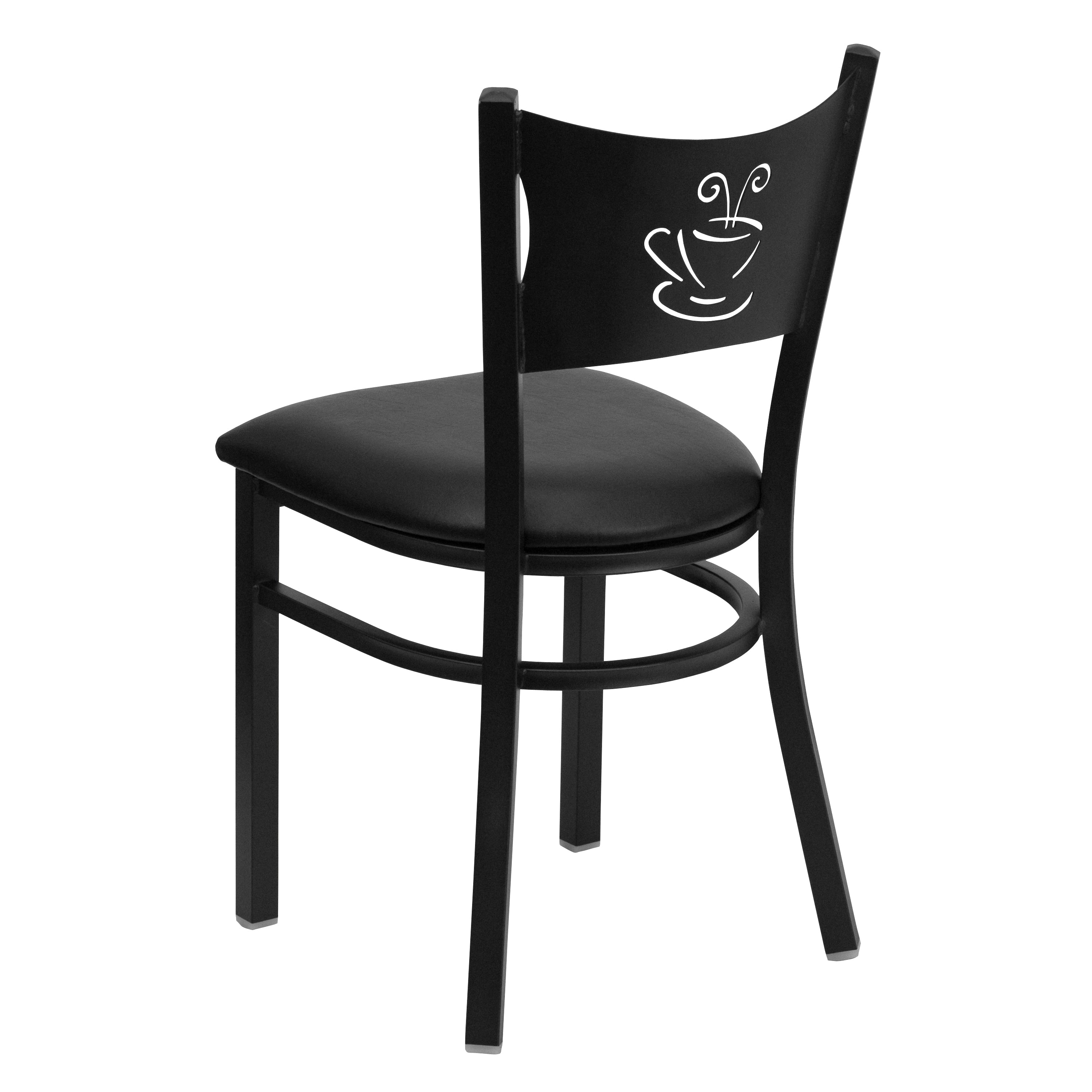 HERCULES Series Black Coffee Back Metal Restaurant Chair - Black Vinyl Seat