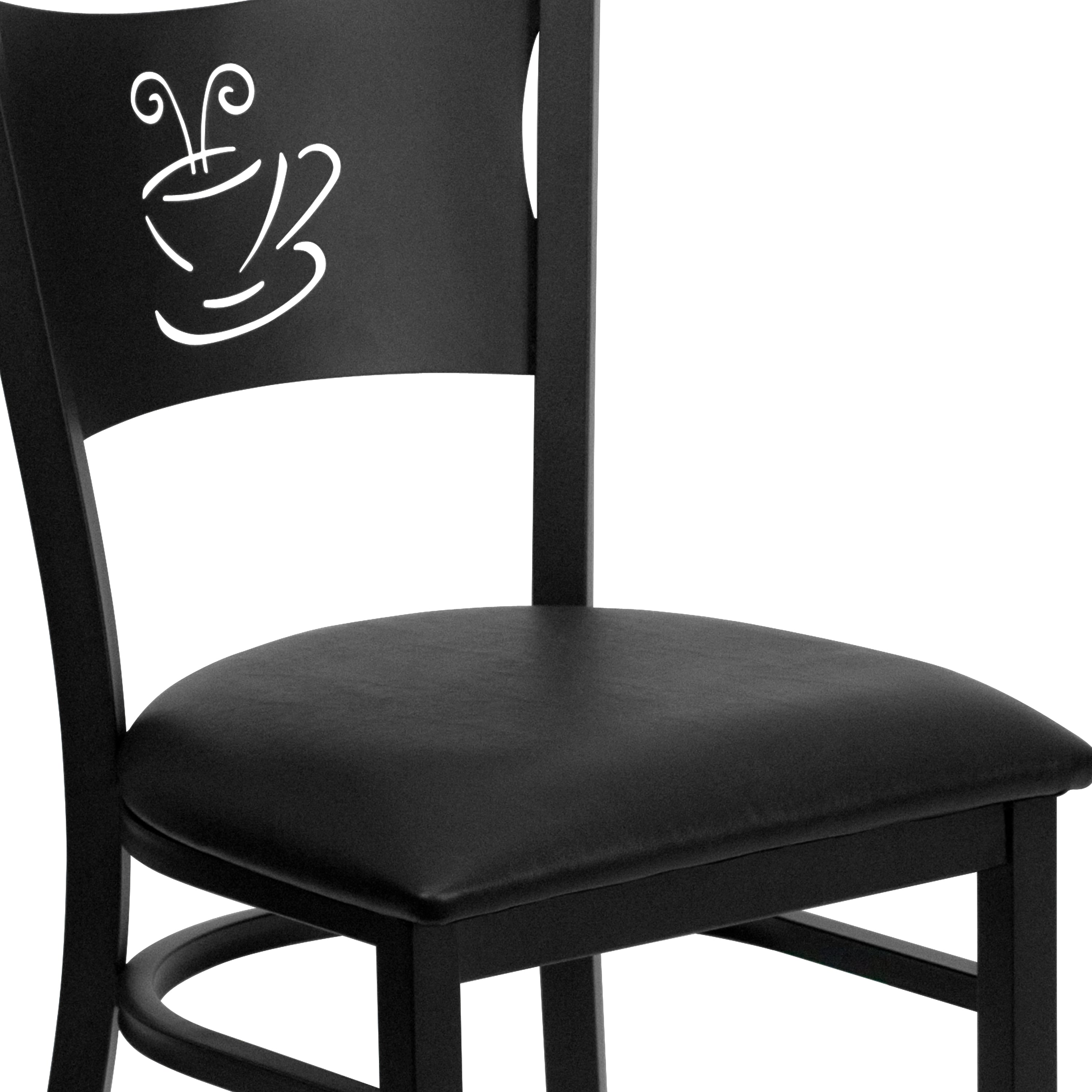 HERCULES Series Black Coffee Back Metal Restaurant Chair - Black Vinyl Seat