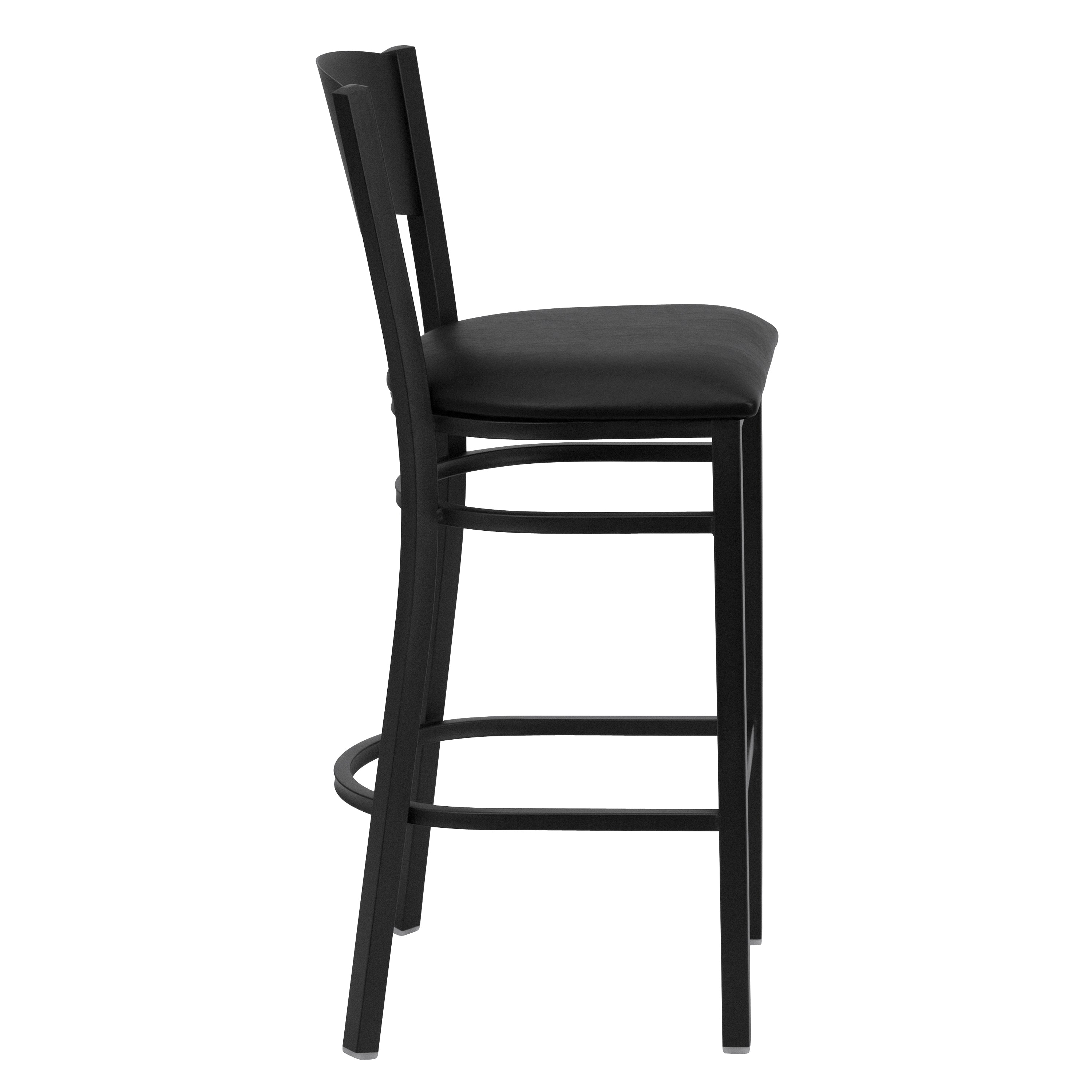 HERCULES Series Black Circle Back Metal Restaurant Barstool - Black Vinyl Seat