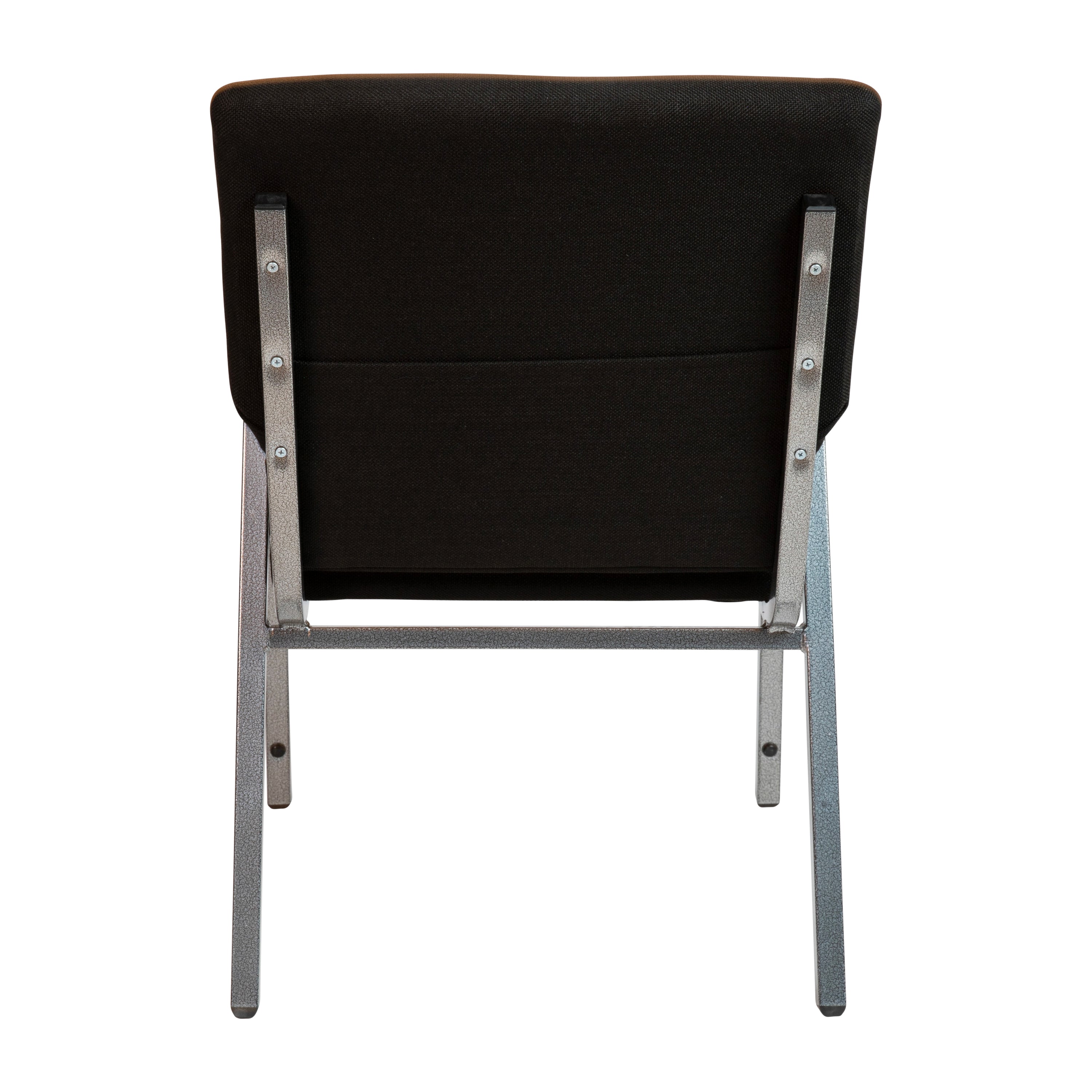 HERCULES Series 21"W Stacking Wood Accent Arm Church Chair in Black Fabric - Silver Vein Frame