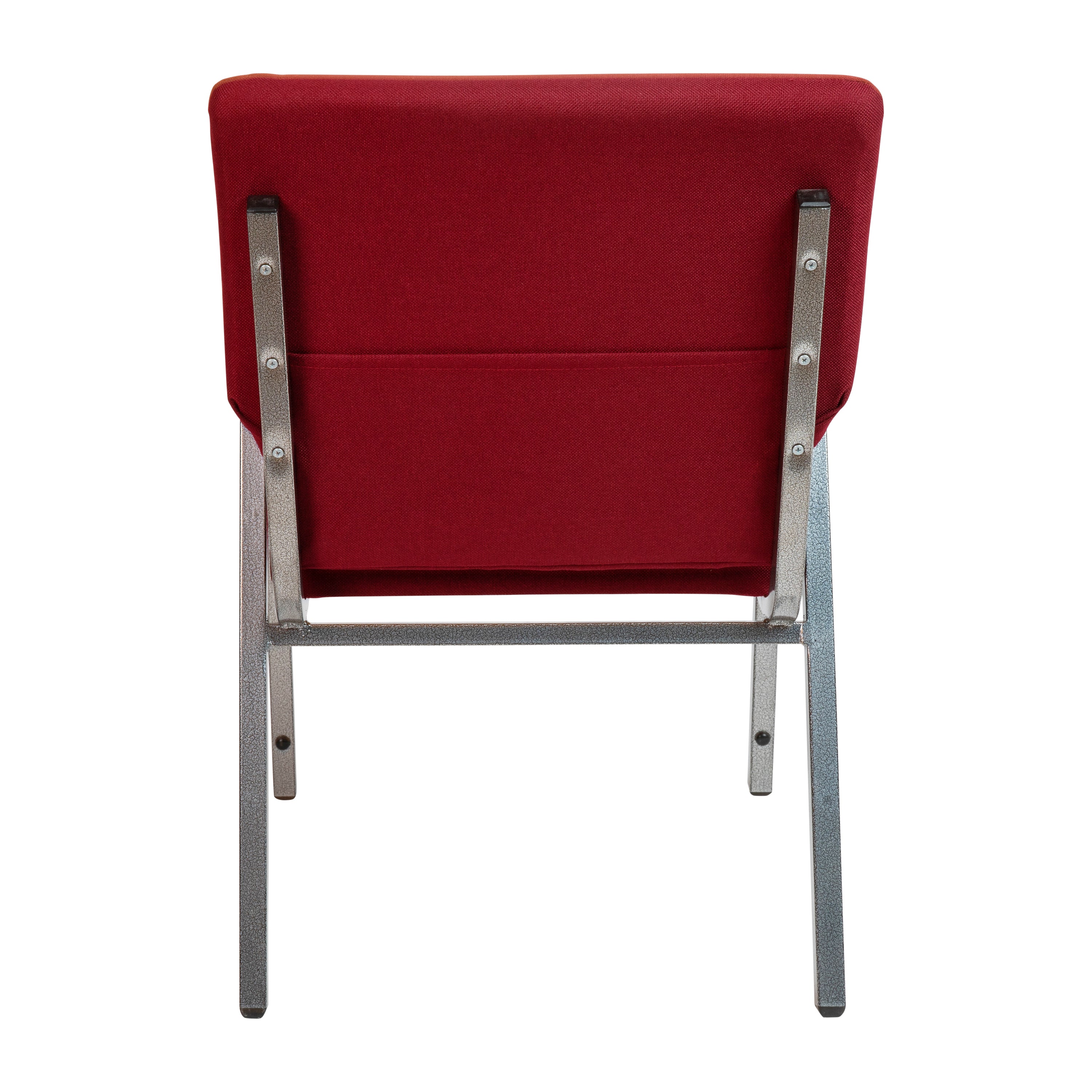 HERCULES Series 21"W Stacking Wood Accent Arm Church Chair in Burgundy Fabric - Silver Vein Frame