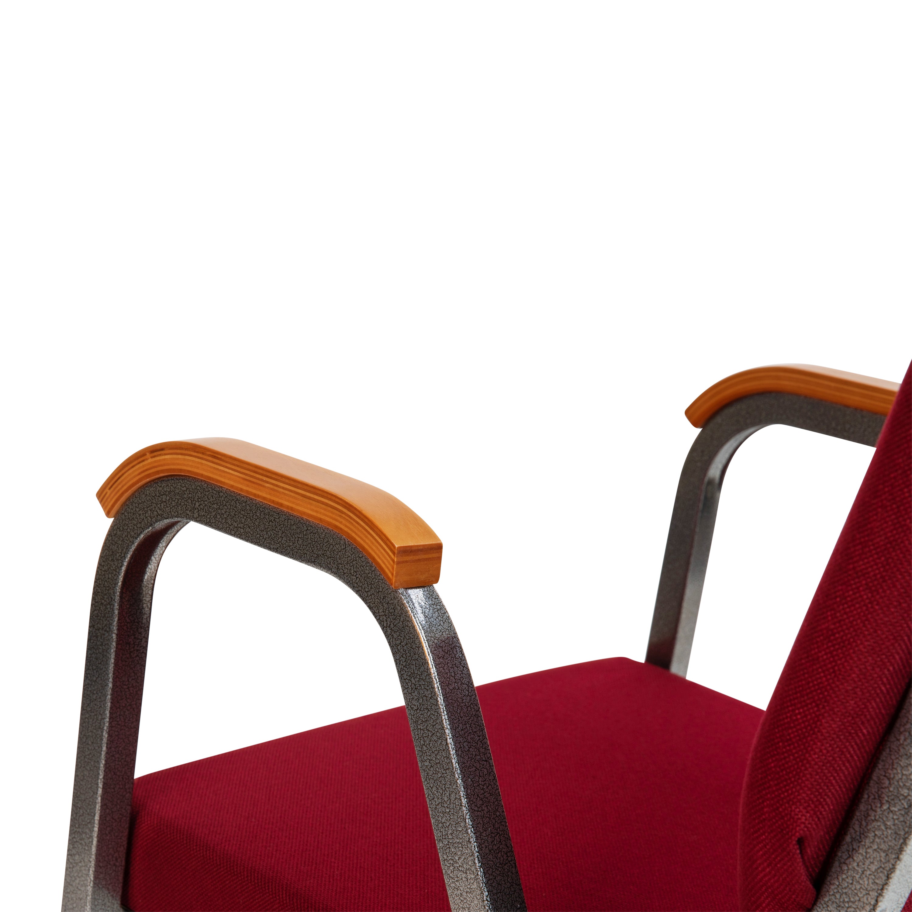 HERCULES Series 21"W Stacking Wood Accent Arm Church Chair in Burgundy Fabric - Silver Vein Frame