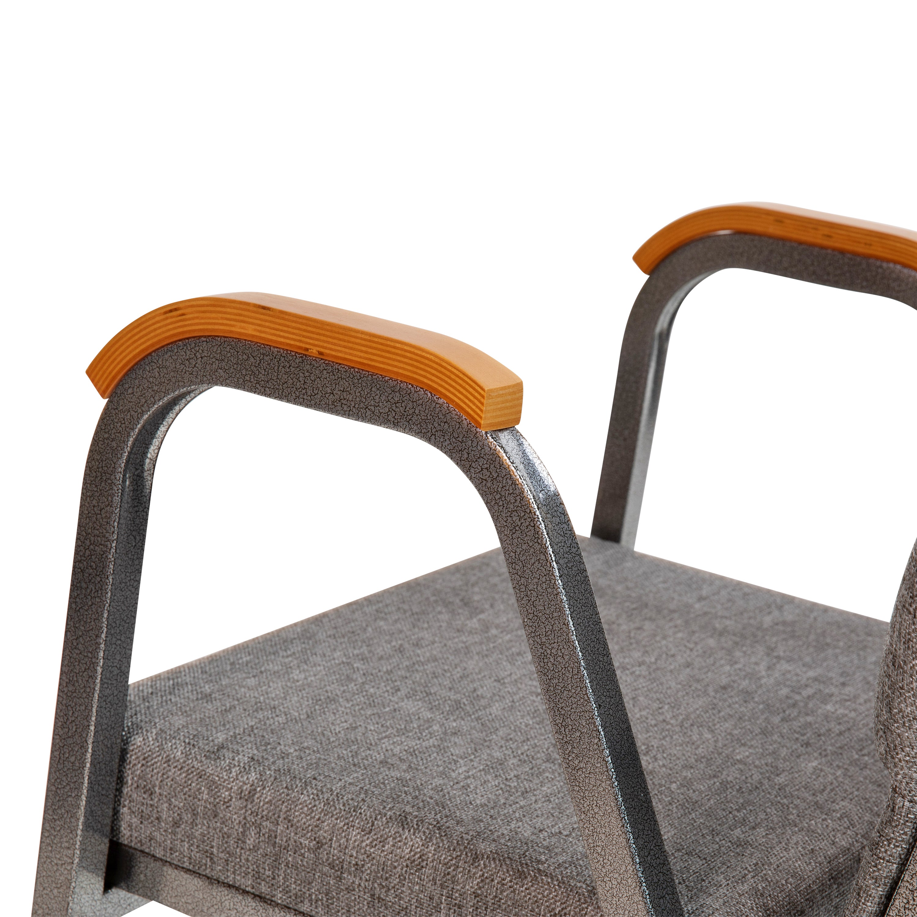 HERCULES Series 21"W Stacking Wood Accent Arm Church Chair in Gray Fabric - Silver Vein Frame