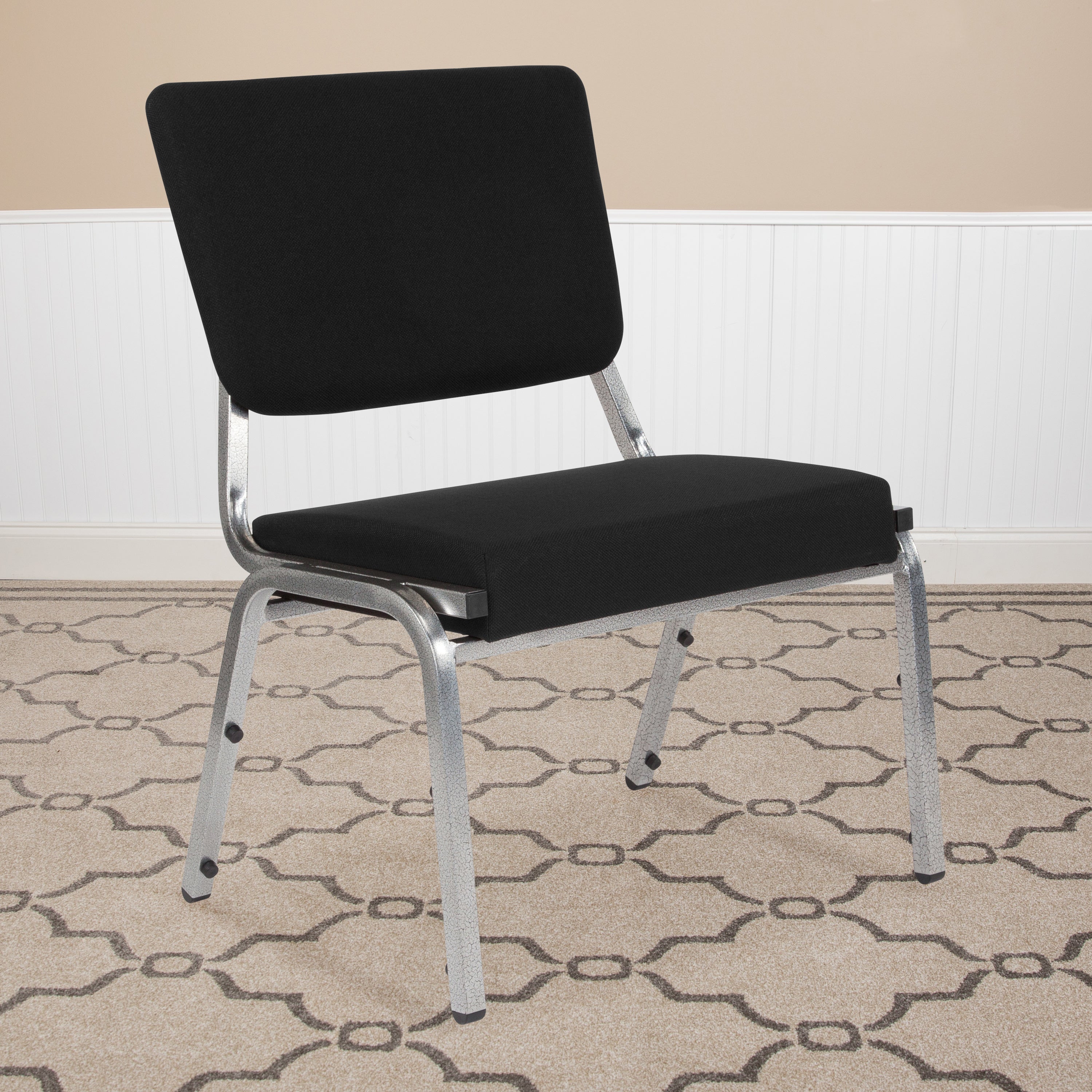 HERCULES Series 1000 lb. Rated Black Antimicrobial Fabric Bariatric Medical Reception Chair with 3/4 Panel Back