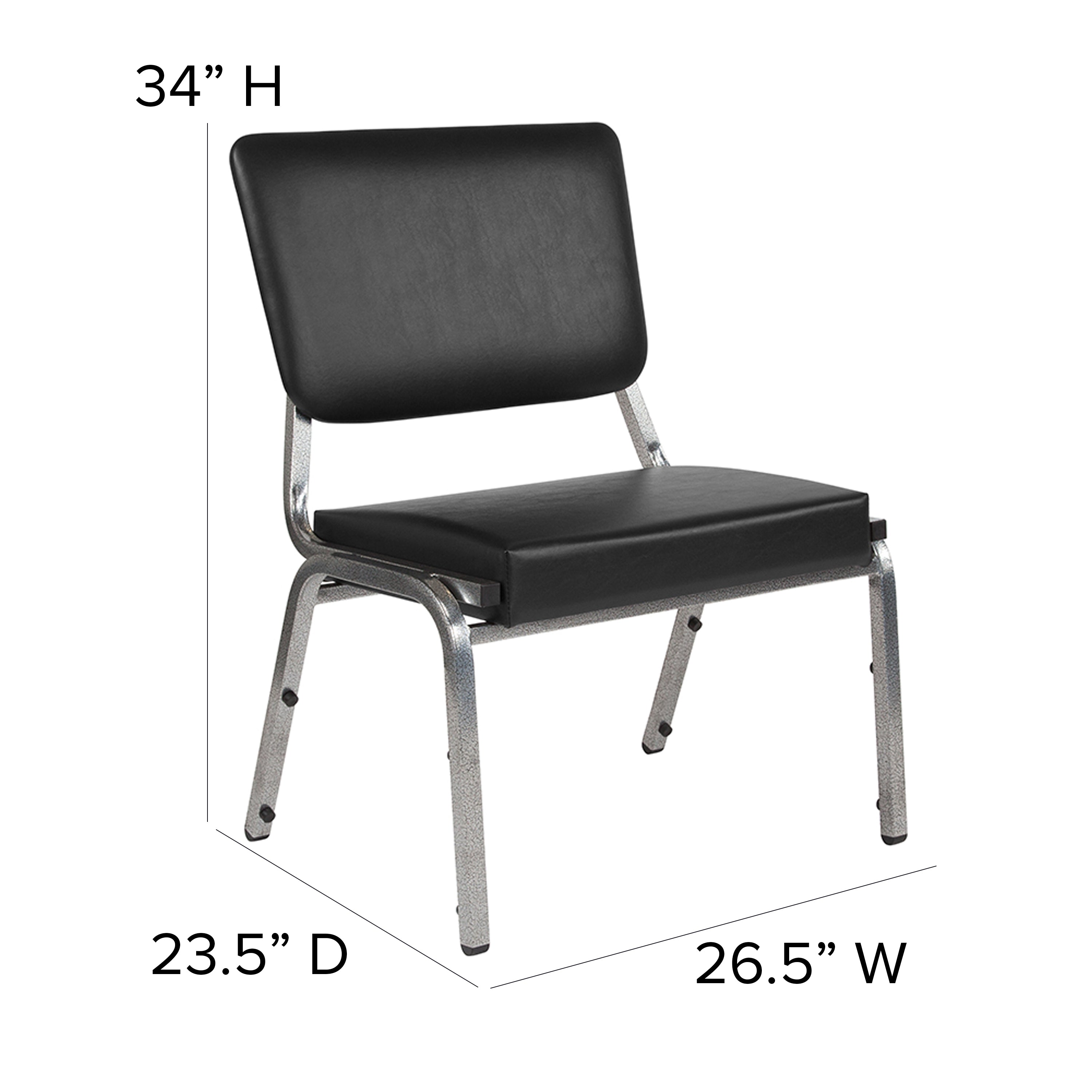 HERCULES Series 1000 lb. Rated Black Antimicrobial Vinyl Bariatric Medical Reception Chair with 3/4 Panel Back