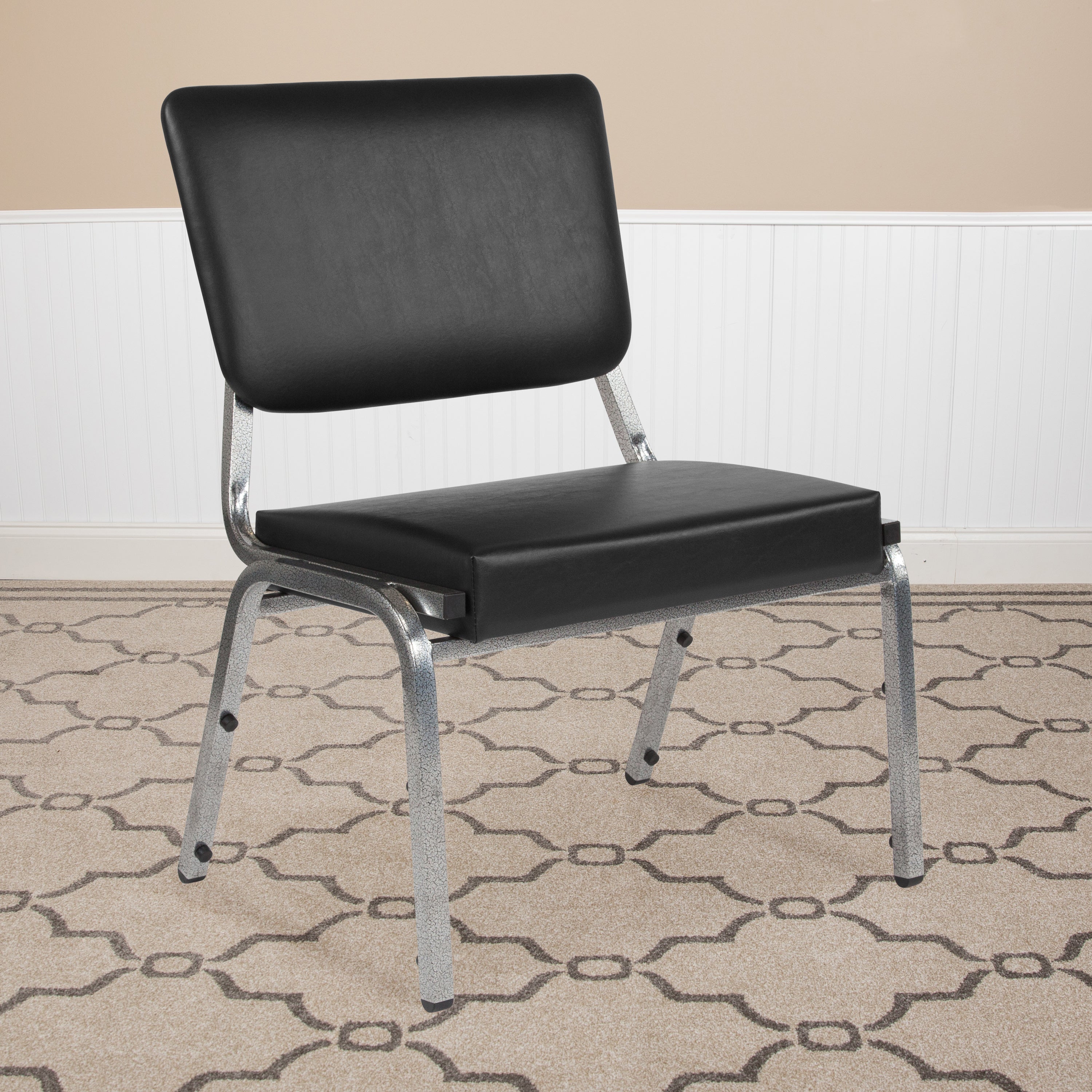 HERCULES Series 1000 lb. Rated Black Antimicrobial Vinyl Bariatric Medical Reception Chair with 3/4 Panel Back