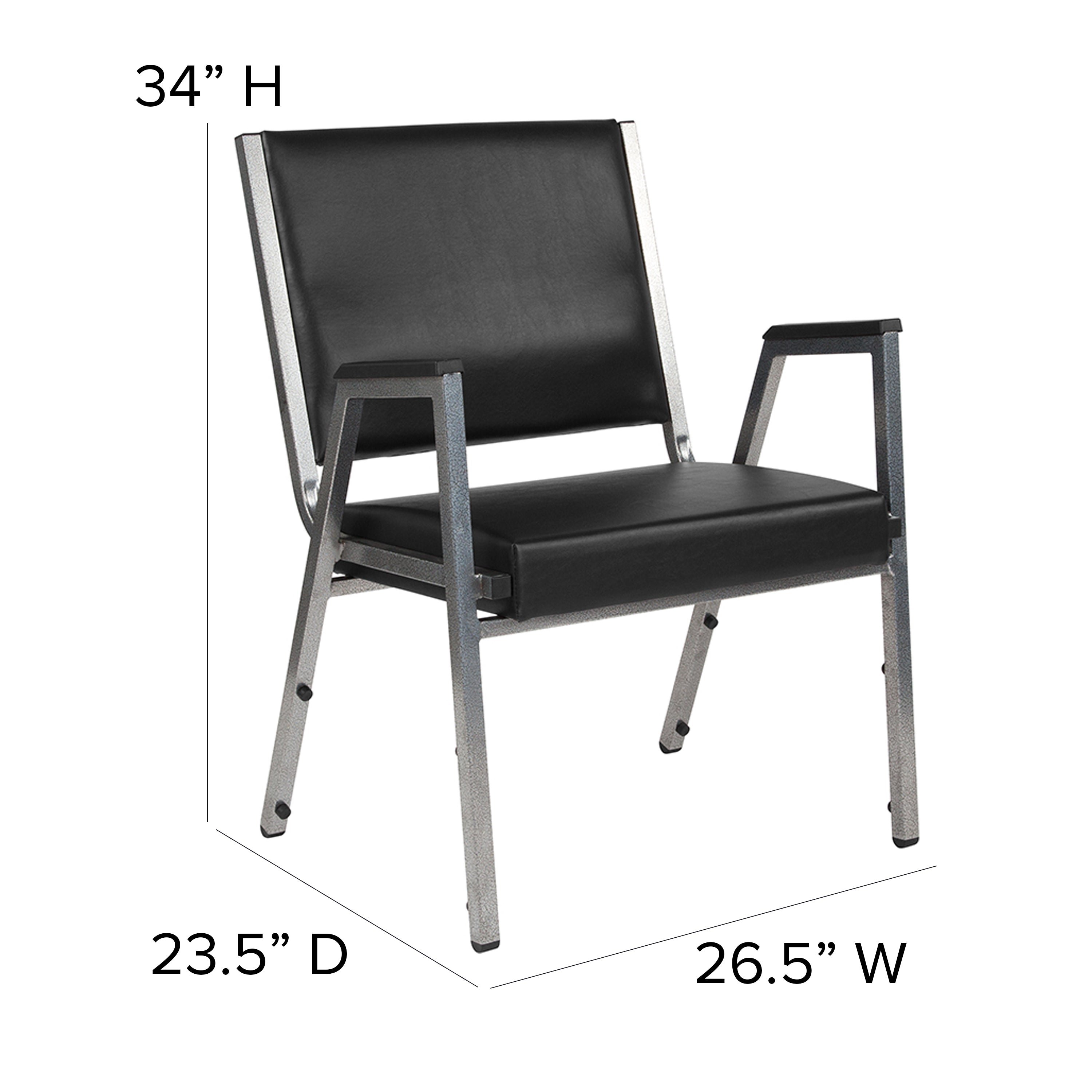 HERCULES Series 1000 lb. Rated Black Antimicrobial Vinyl Bariatric Medical Reception Arm Chair
