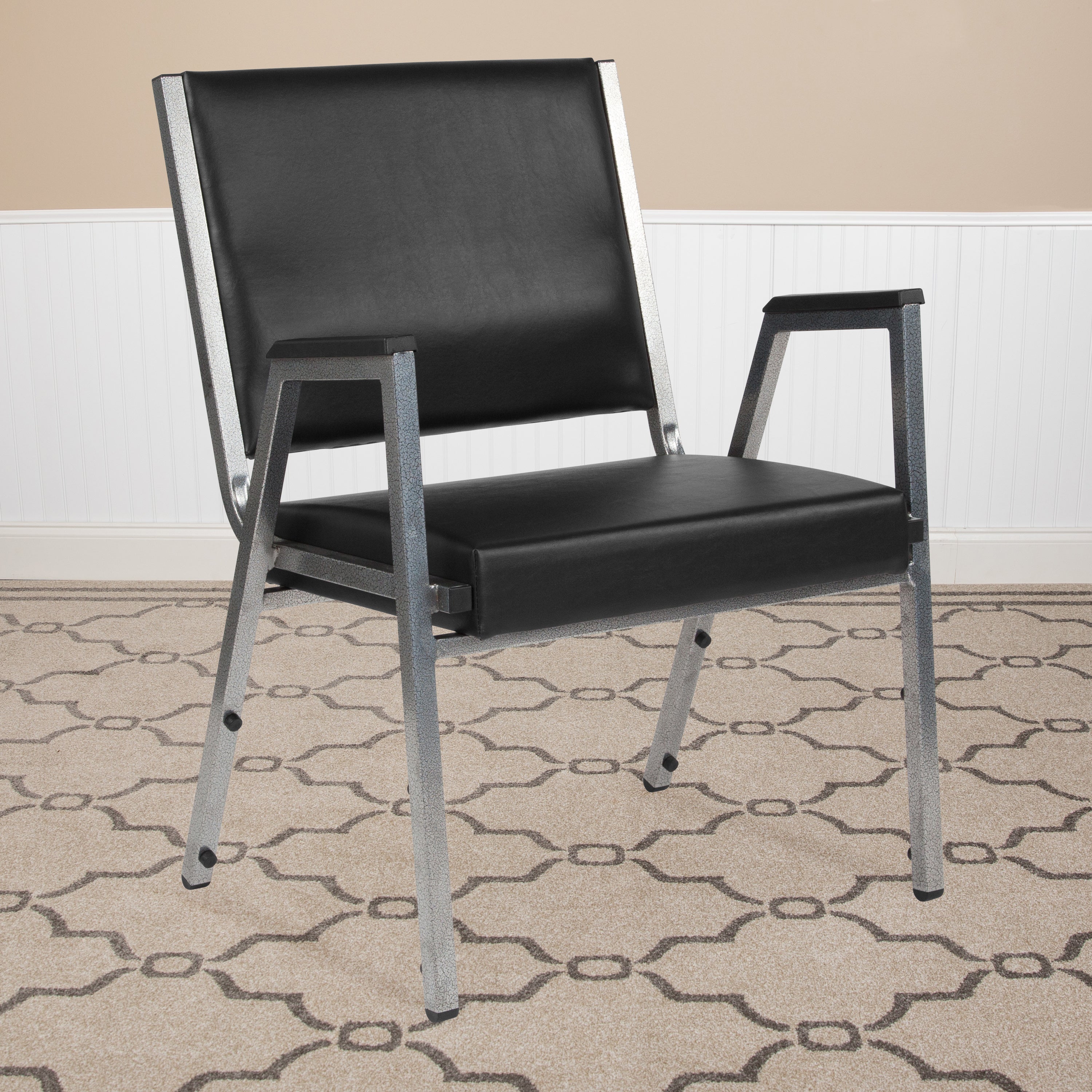 HERCULES Series 1000 lb. Rated Black Antimicrobial Vinyl Bariatric Medical Reception Arm Chair