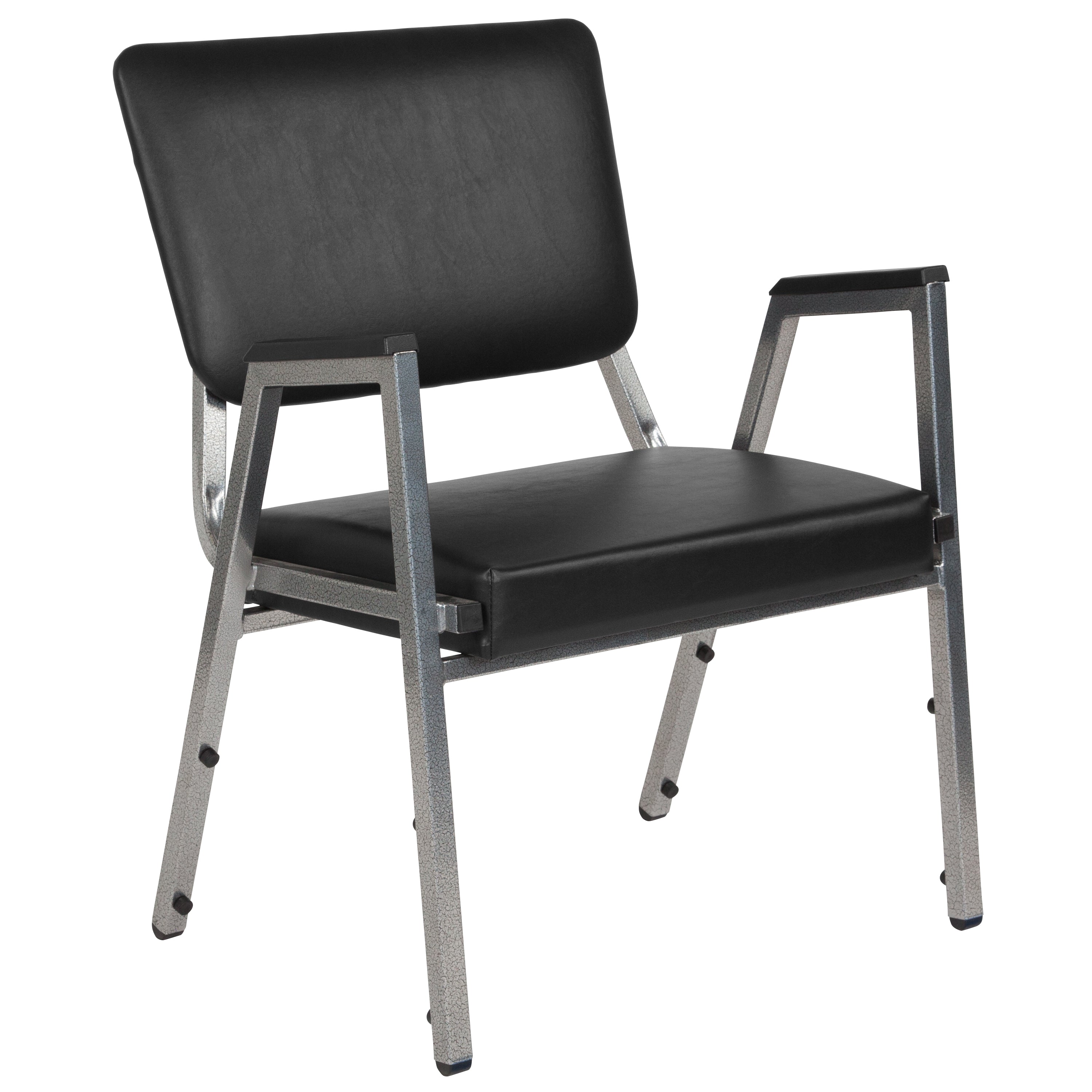 HERCULES Series 1000 lb. Rated Black Antimicrobial Vinyl Bariatric Medical Reception Arm Chair with 3/4 Panel Back