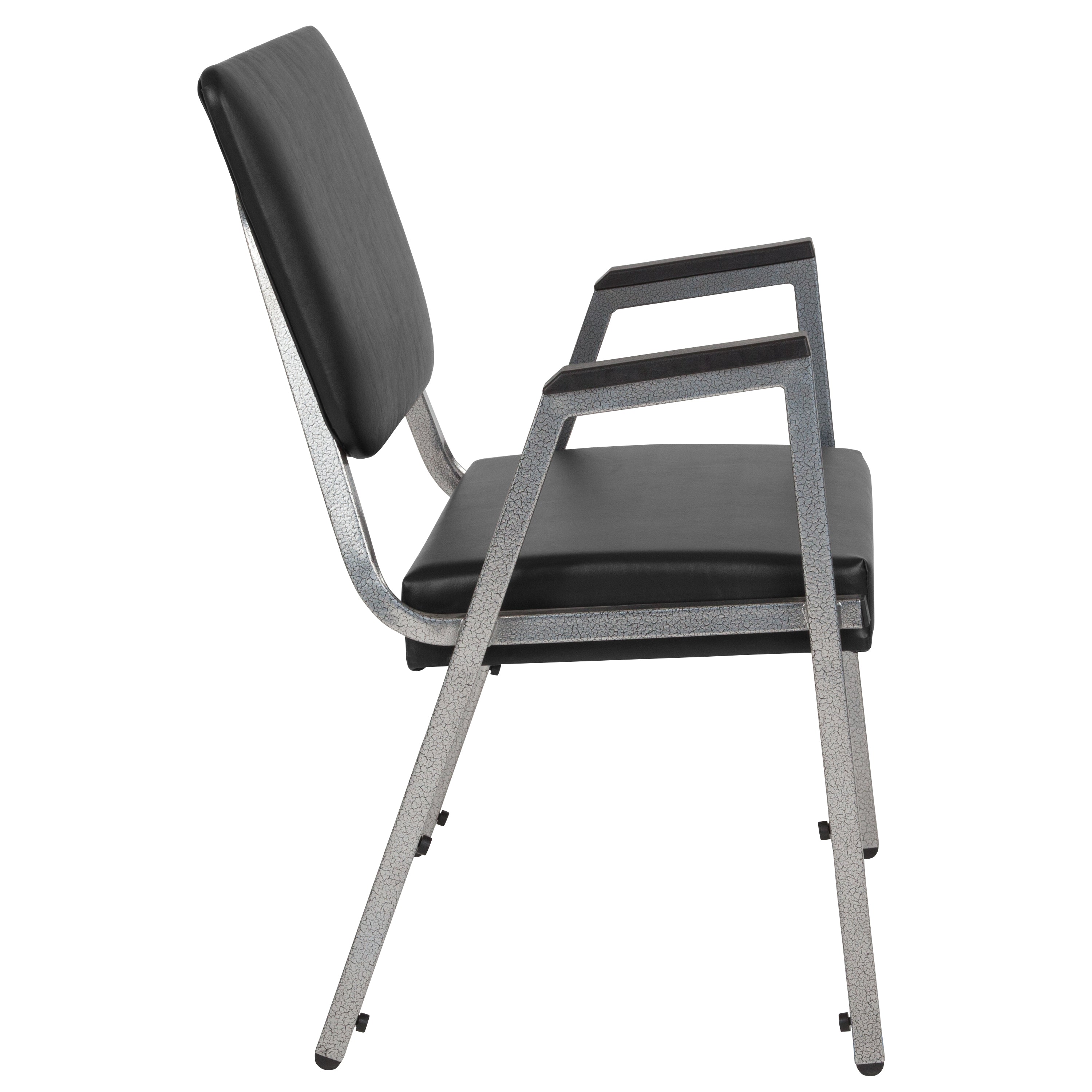 HERCULES Series 1000 lb. Rated Black Antimicrobial Vinyl Bariatric Medical Reception Arm Chair with 3/4 Panel Back