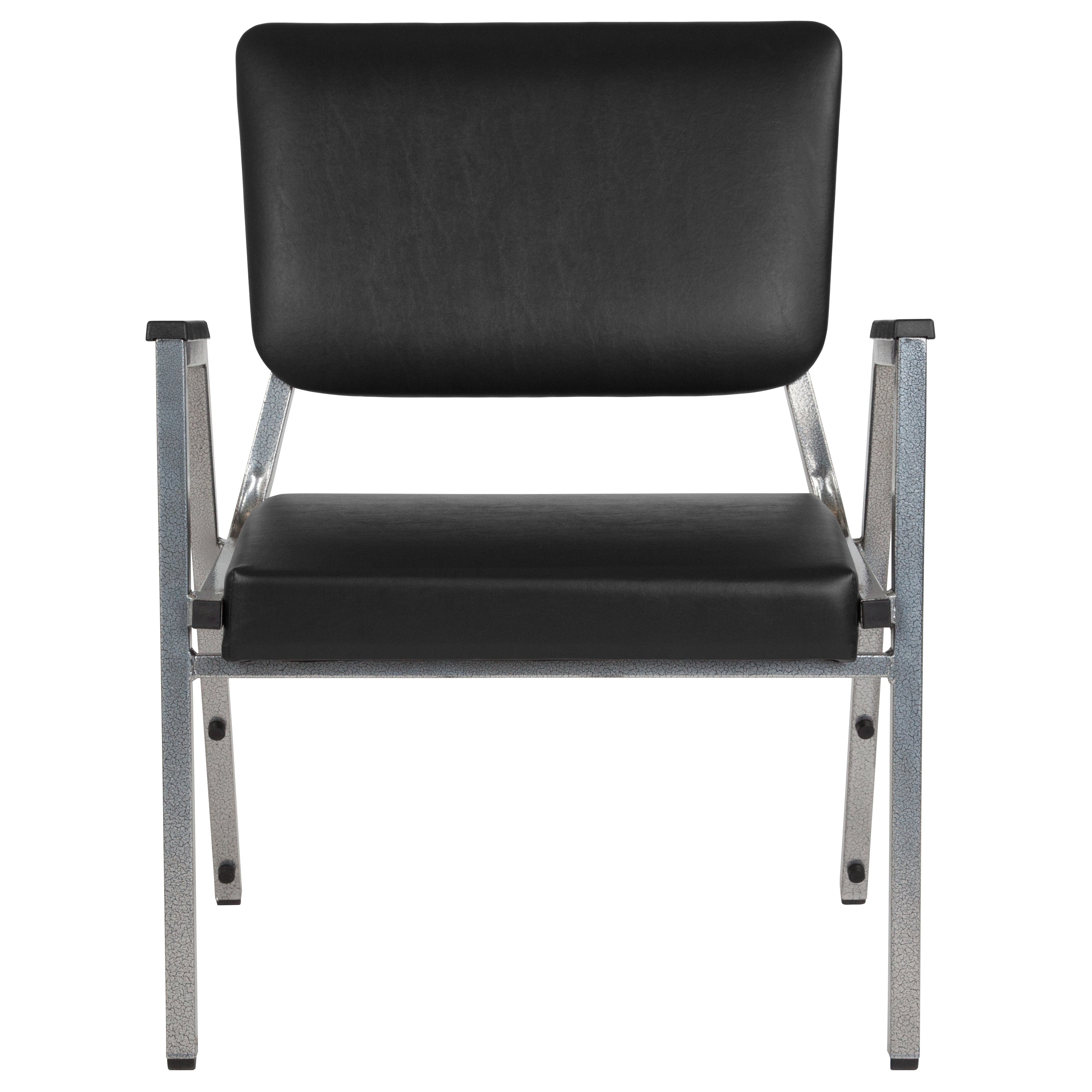 HERCULES Series 1000 lb. Rated Black Antimicrobial Vinyl Bariatric Medical Reception Arm Chair with 3/4 Panel Back