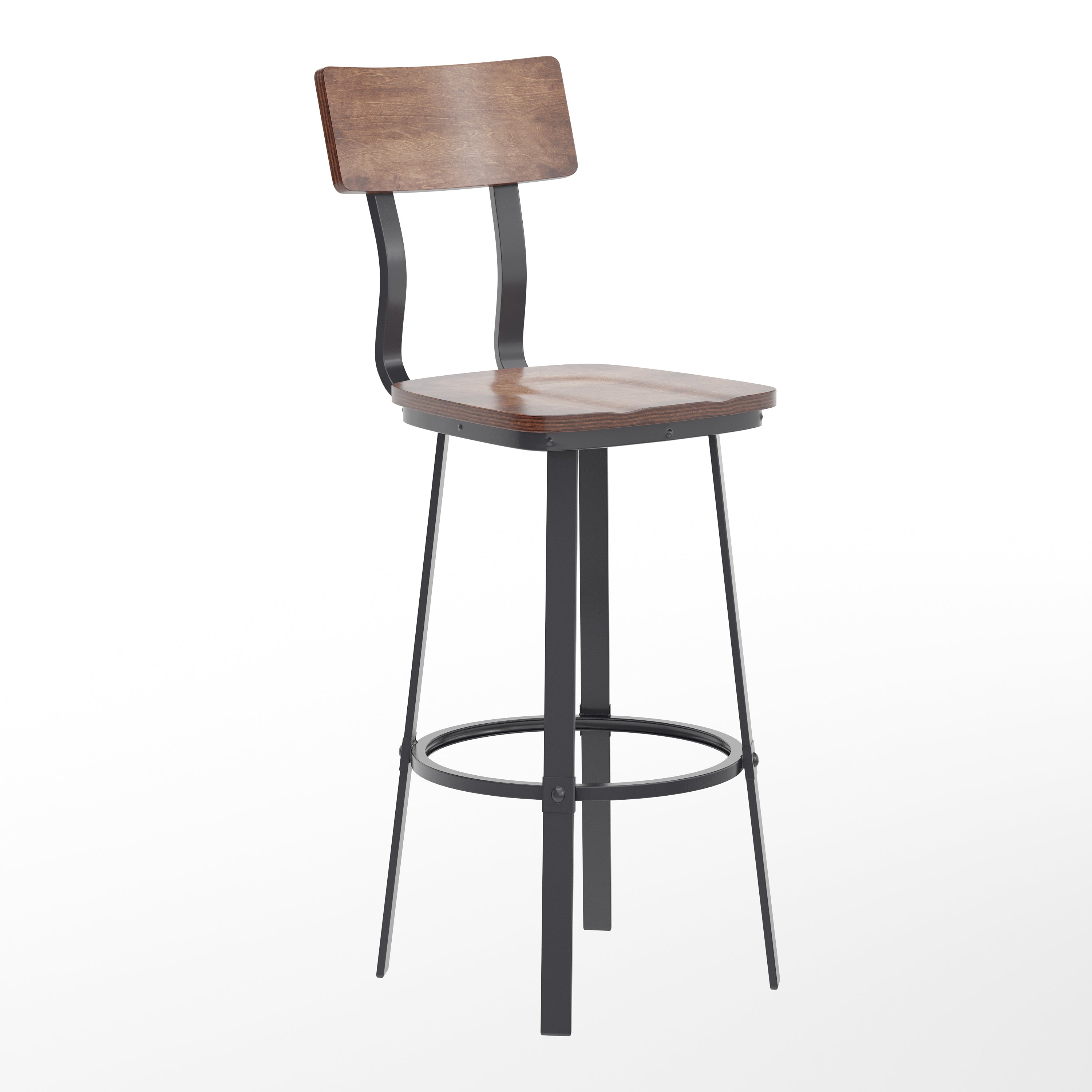 Flint Series Commercial Grade Antique Copper Restaurant Barstool with Wood Seat & Back and Gray Powder Coat Frame