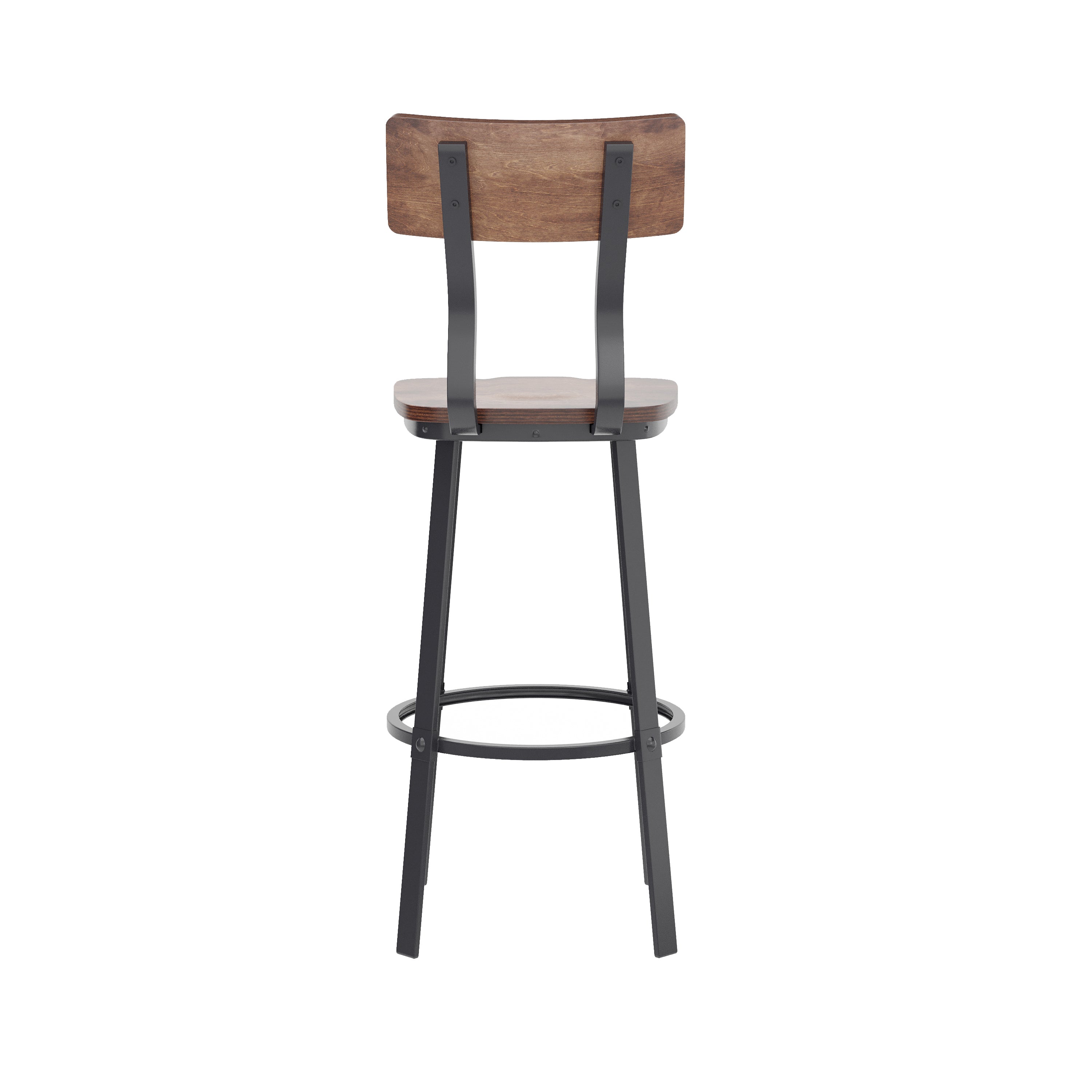 Flint Series Commercial Grade Antique Copper Restaurant Barstool with Wood Seat & Back and Gray Powder Coat Frame