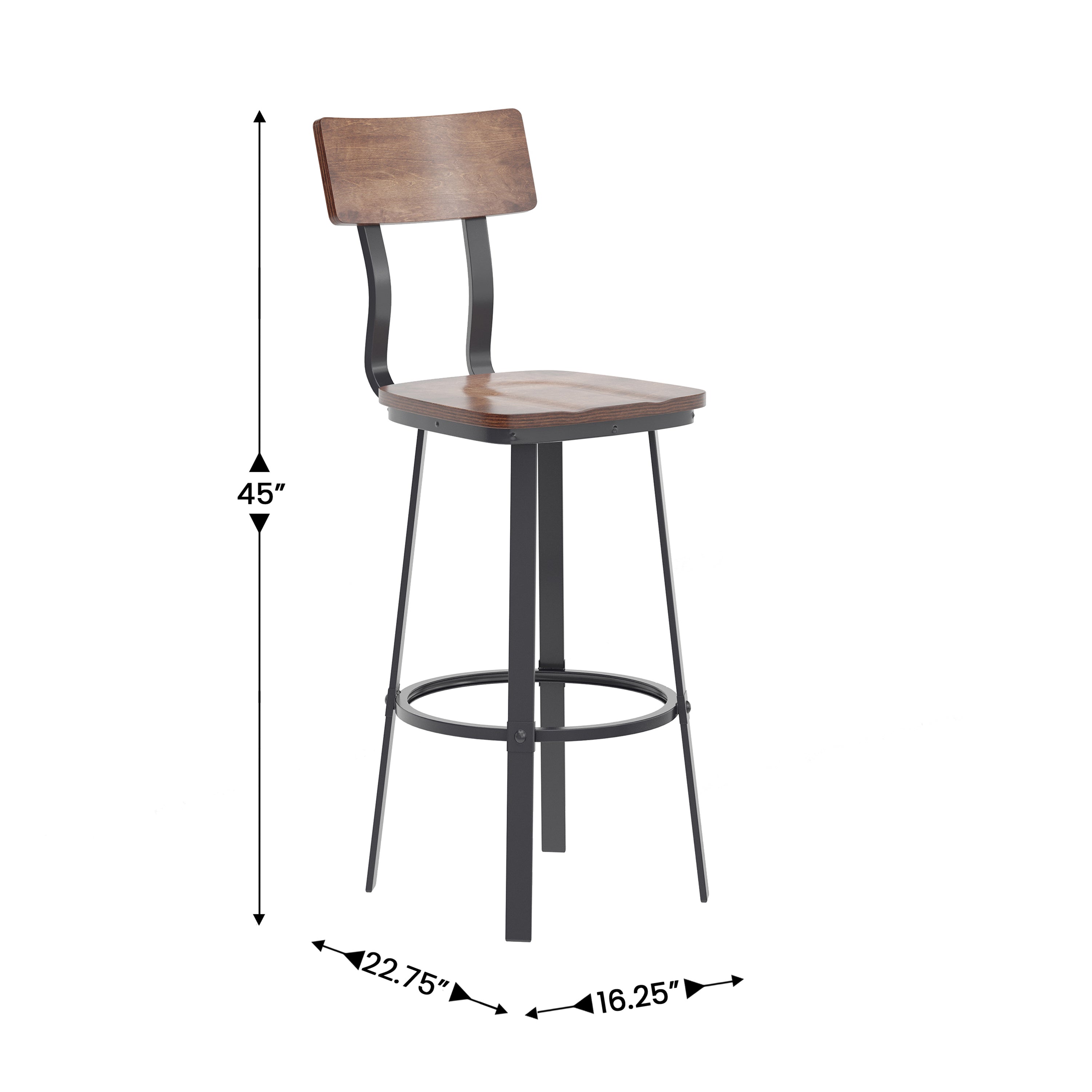 Flint Series Commercial Grade Antique Copper Restaurant Barstool with Wood Seat & Back and Gray Powder Coat Frame