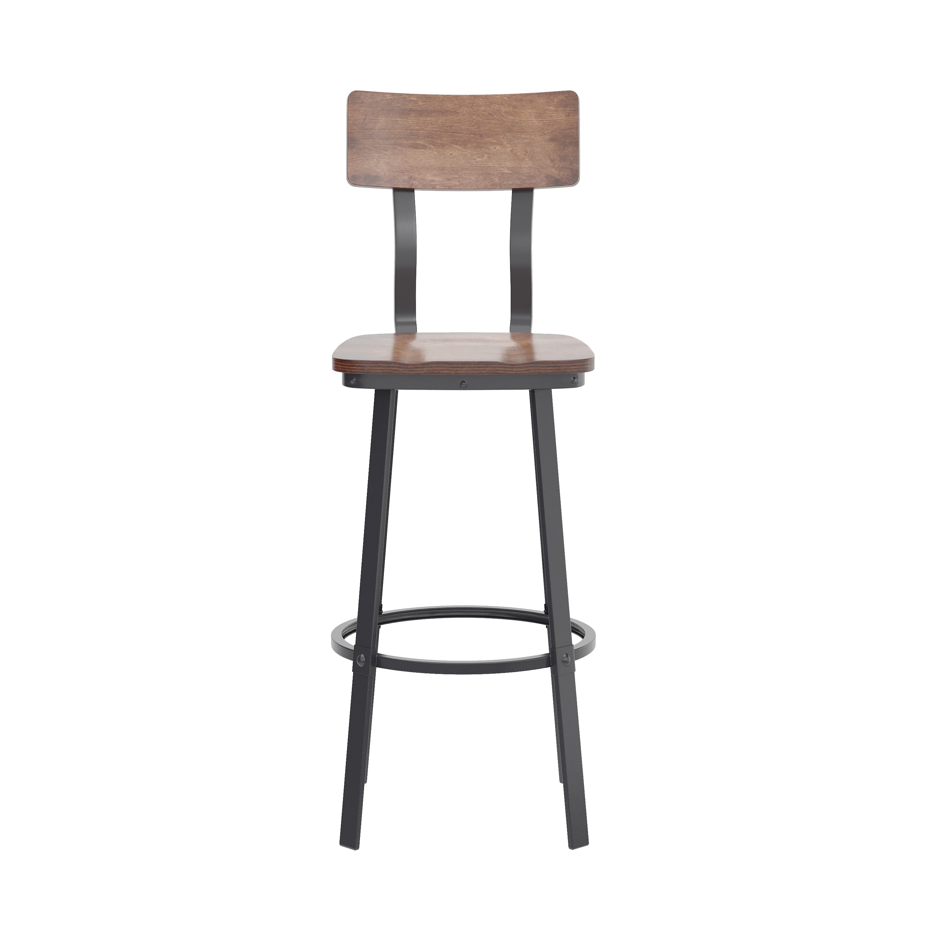 Flint Series Commercial Grade Antique Copper Restaurant Barstool with Wood Seat & Back and Gray Powder Coat Frame