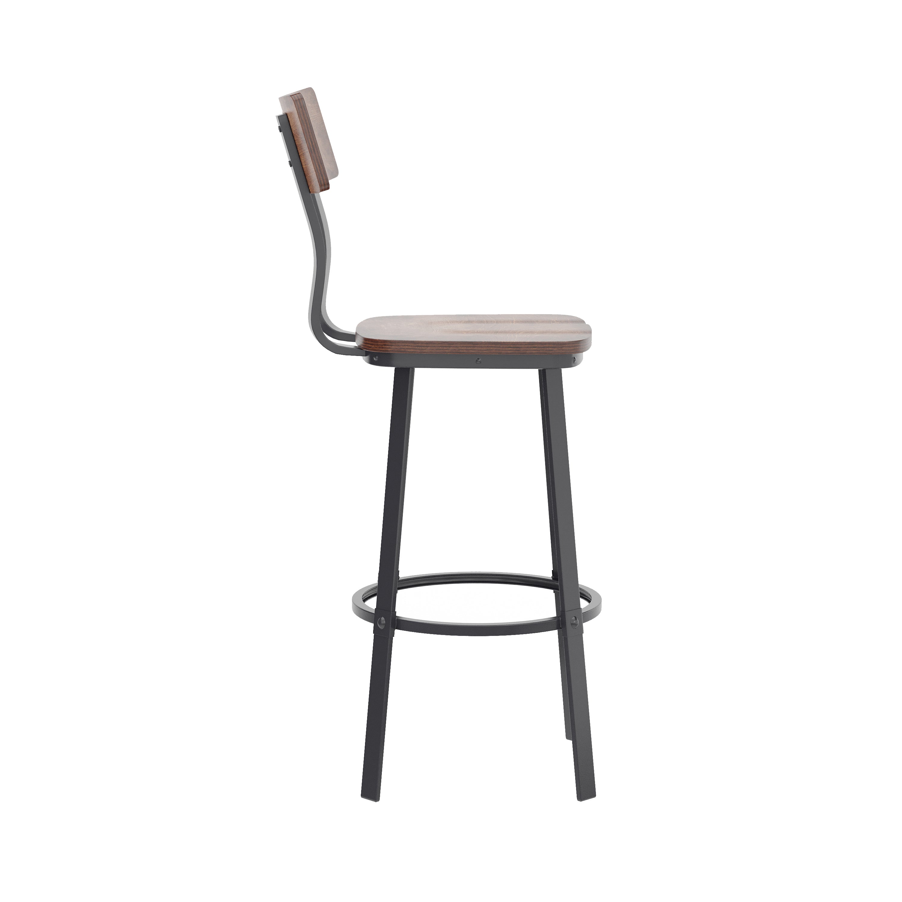 Flint Series Commercial Grade Antique Copper Restaurant Barstool with Wood Seat & Back and Gray Powder Coat Frame
