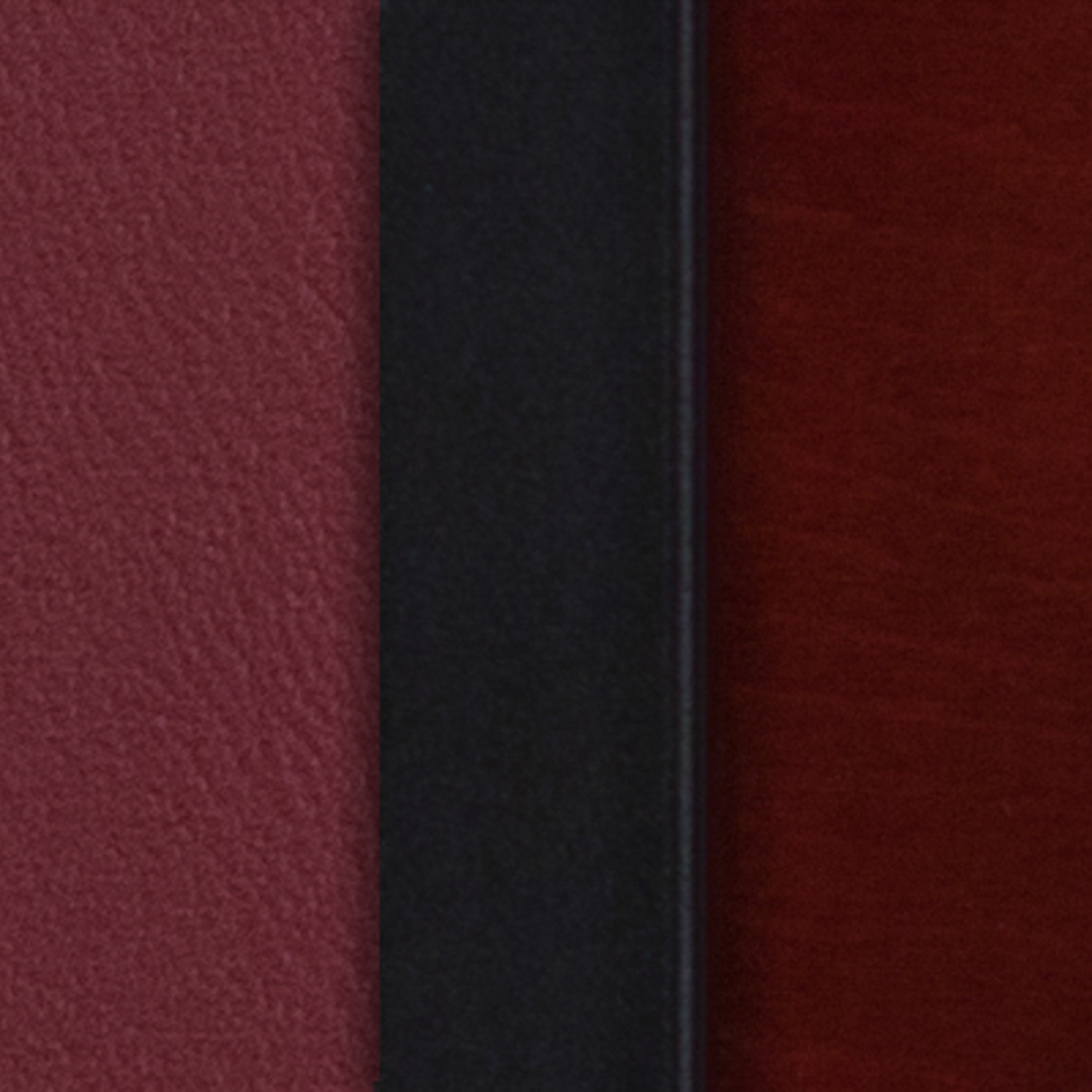 HERCULES Series Black Slat Back Metal Restaurant Chair - Mahogany Wood Back, Burgundy Vinyl Seat