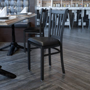 HERCULES Series Black Vertical Back Metal Restaurant Chair - Black Vinyl Seat