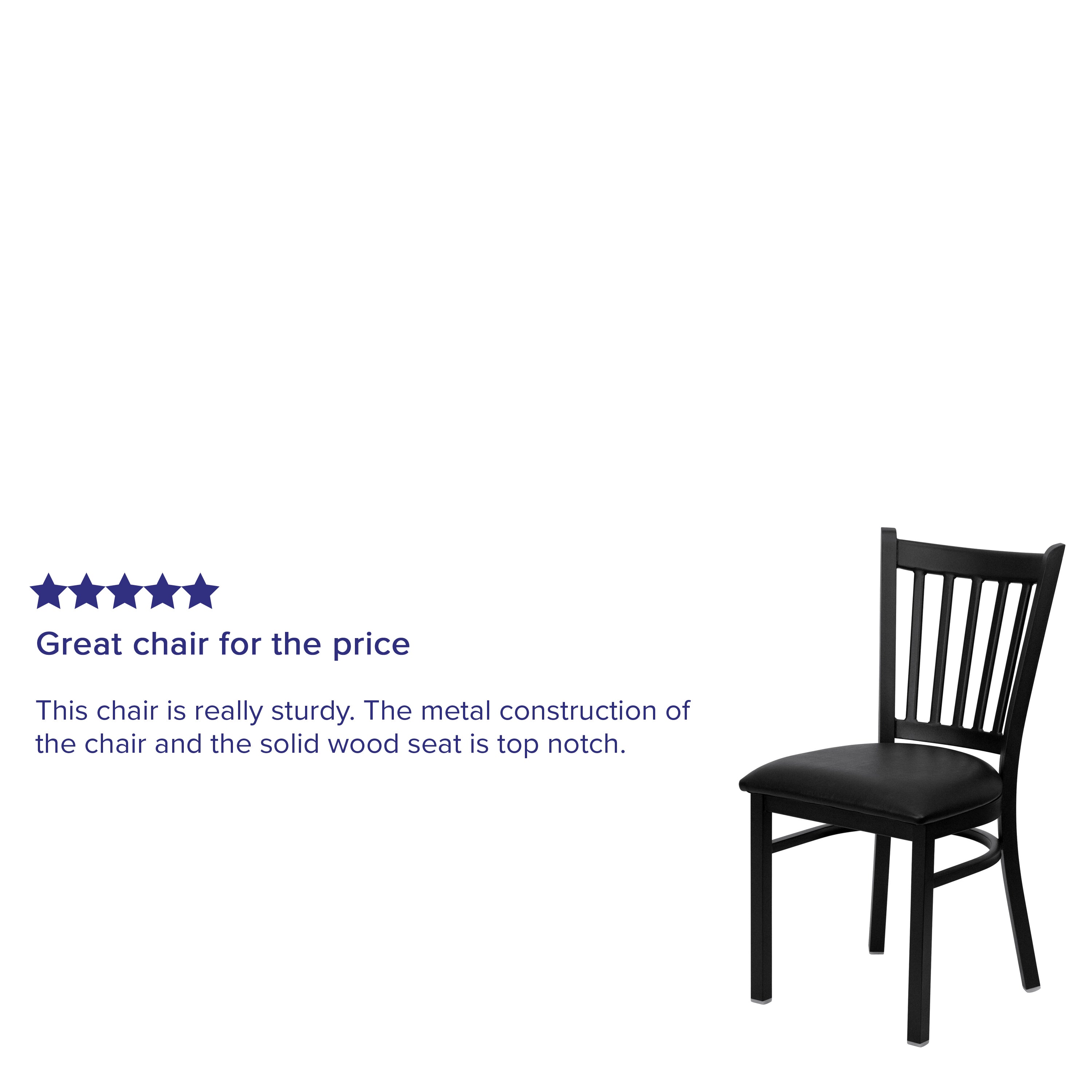 HERCULES Series Black Vertical Back Metal Restaurant Chair - Black Vinyl Seat