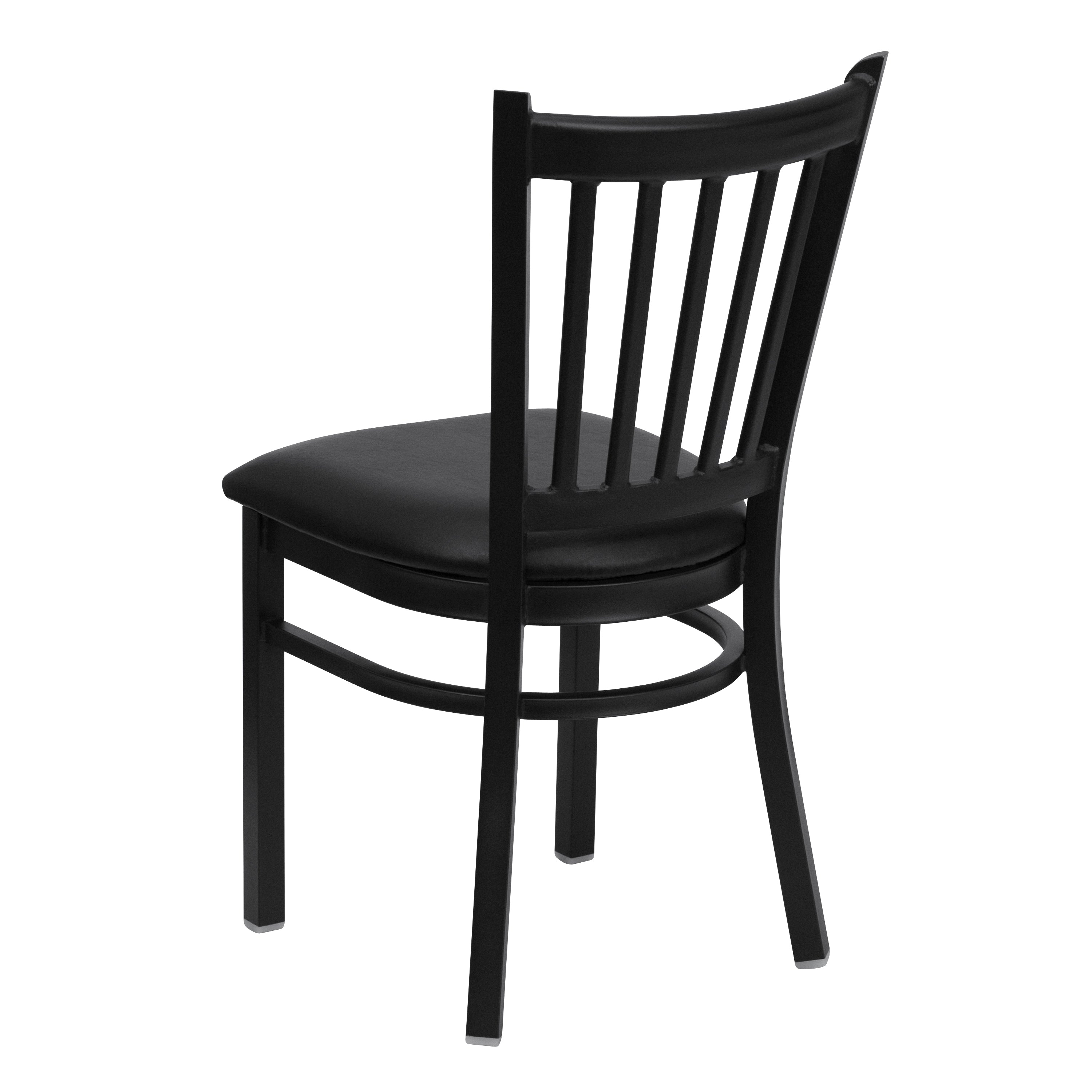 HERCULES Series Black Vertical Back Metal Restaurant Chair - Black Vinyl Seat