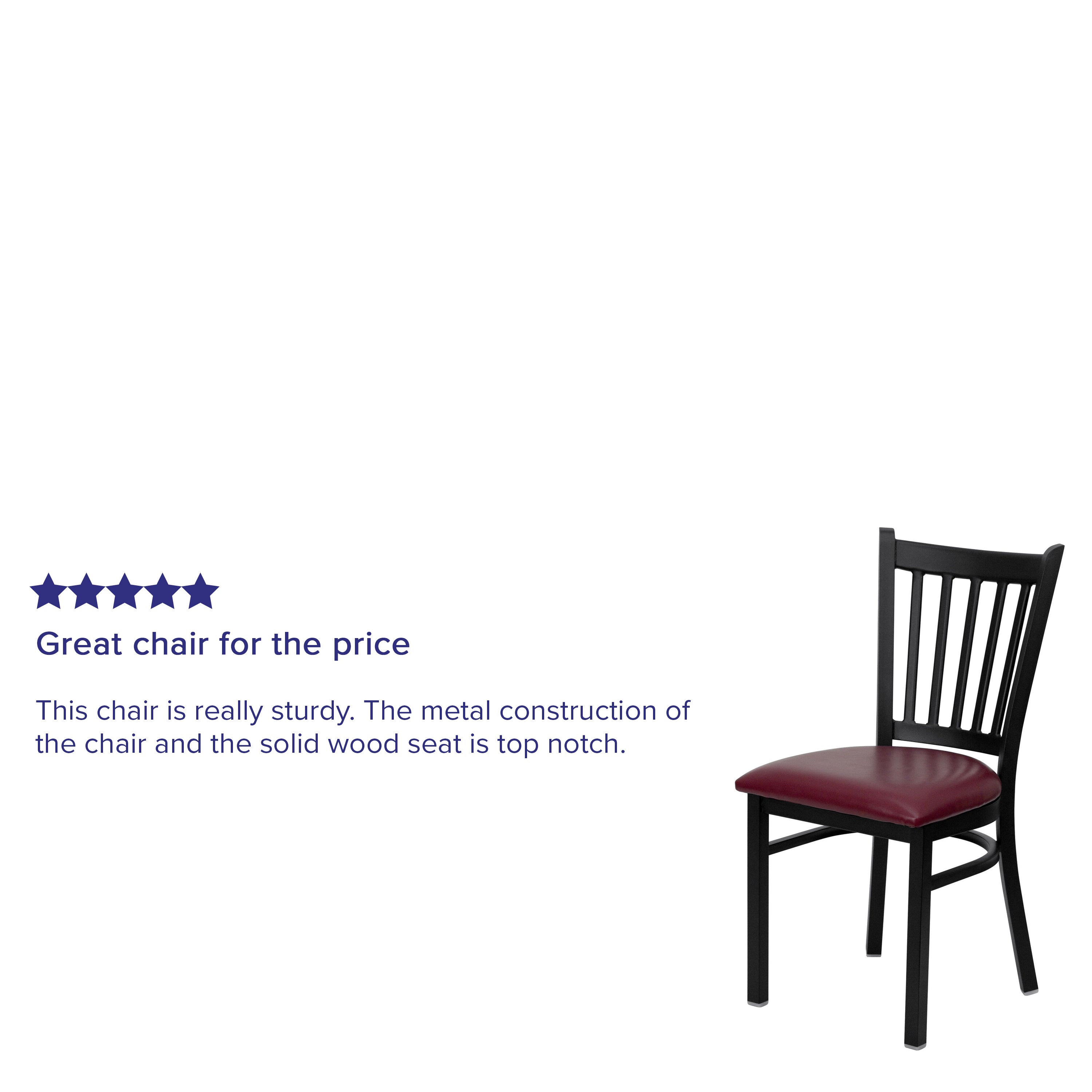 HERCULES Series Black Vertical Back Metal Restaurant Chair - Burgundy Vinyl Seat