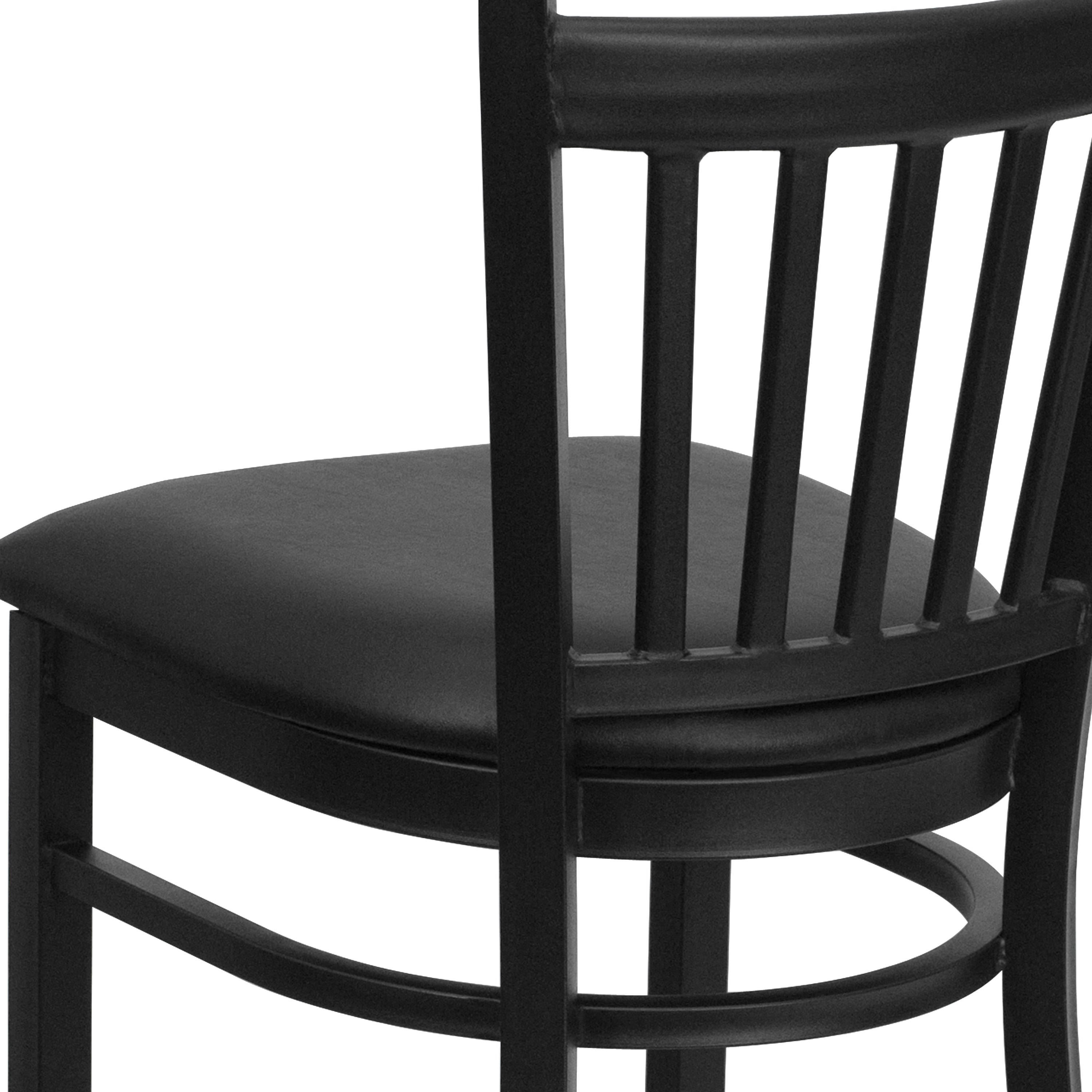 HERCULES Series Black Vertical Back Metal Restaurant Barstool - Black Vinyl Seat