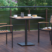 Lark Outdoor Patio Bistro Dining Table with Faux Teak Poly Slats, 30" Square