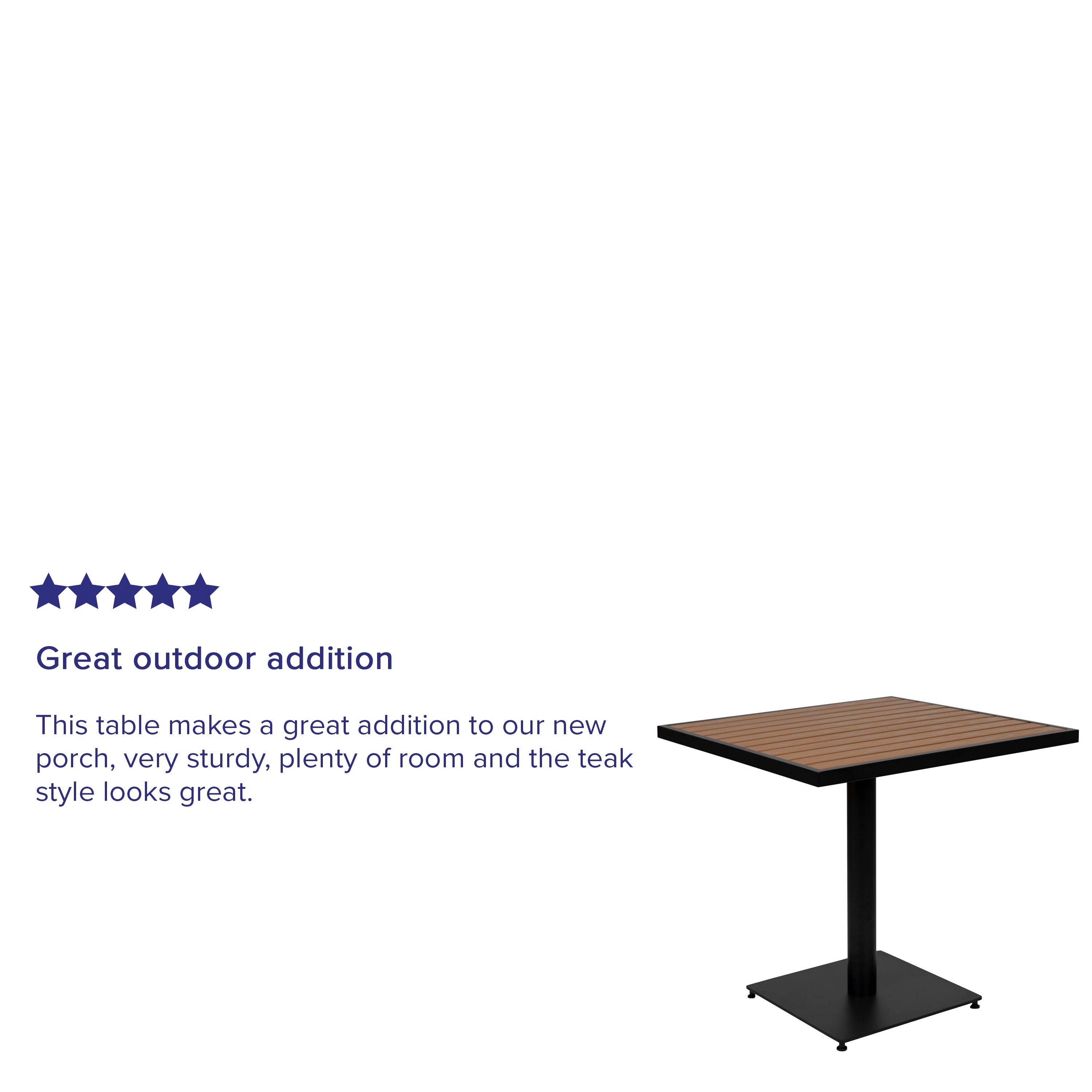 Lark Outdoor Patio Bistro Dining Table with Faux Teak Poly Slats, 30" Square