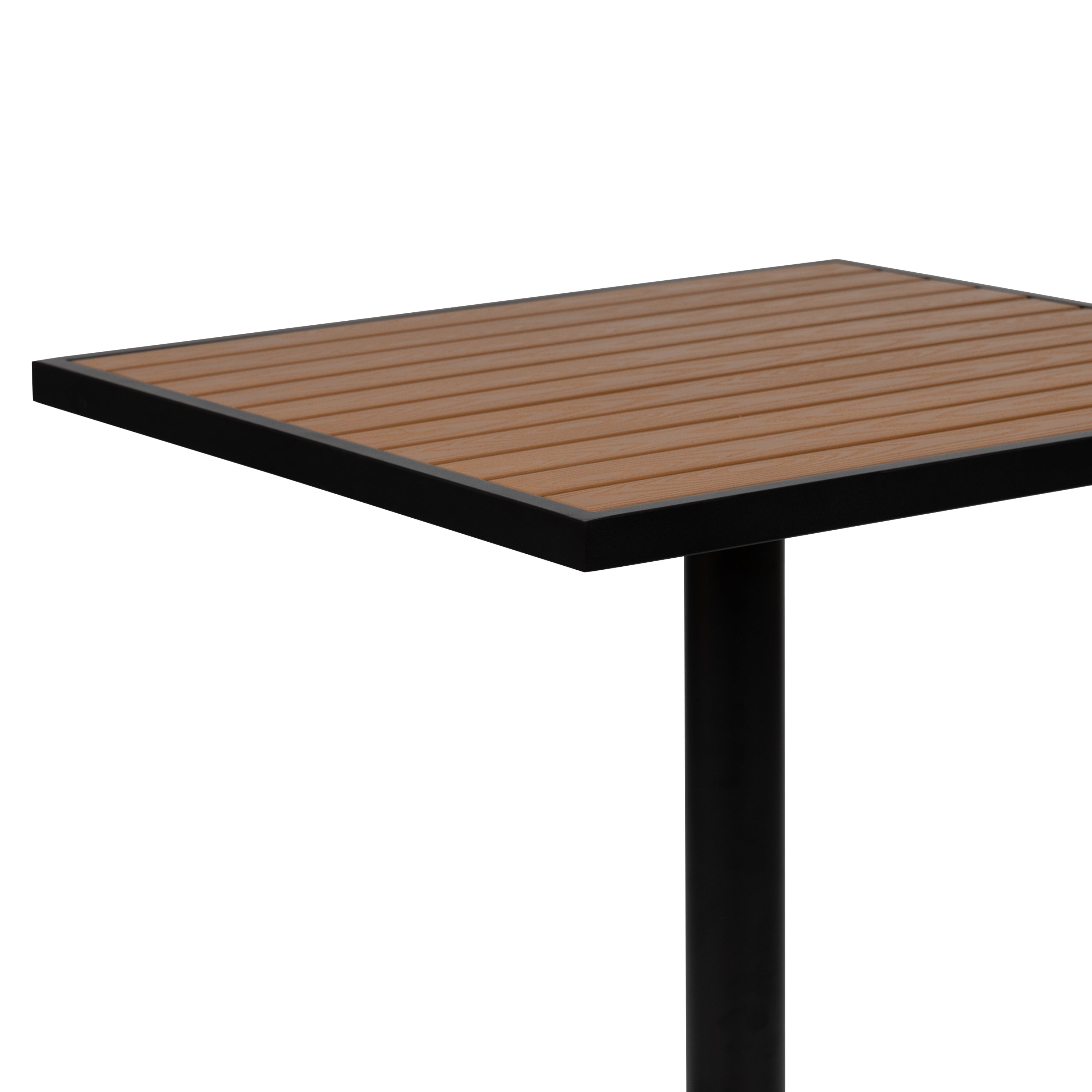 Lark Outdoor Patio Bistro Dining Table with Faux Teak Poly Slats, 30" Square