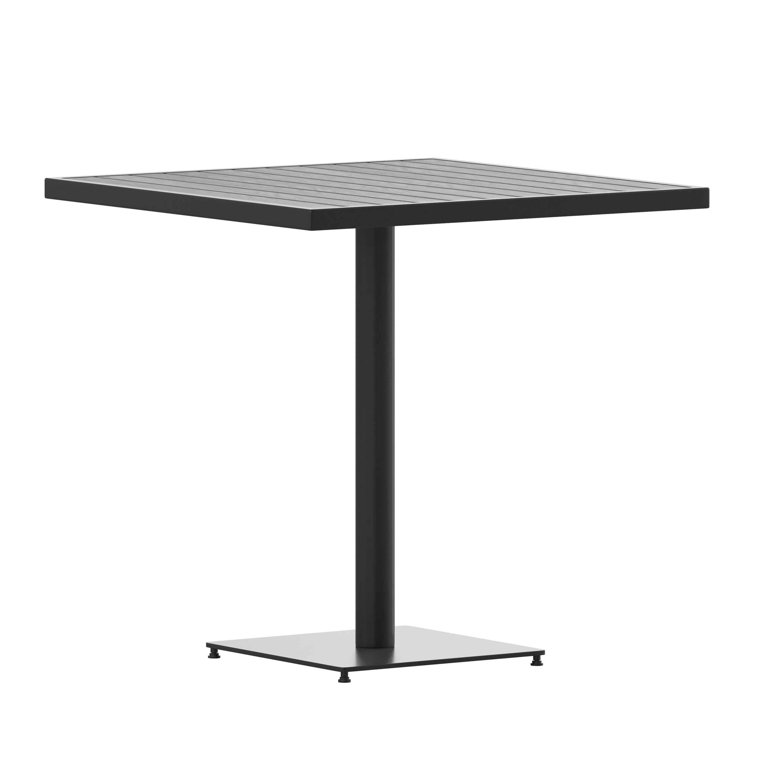 Lark Outdoor Patio Bistro Dining Table with Faux Gray Wash Teak Poly Slats, 30" Square