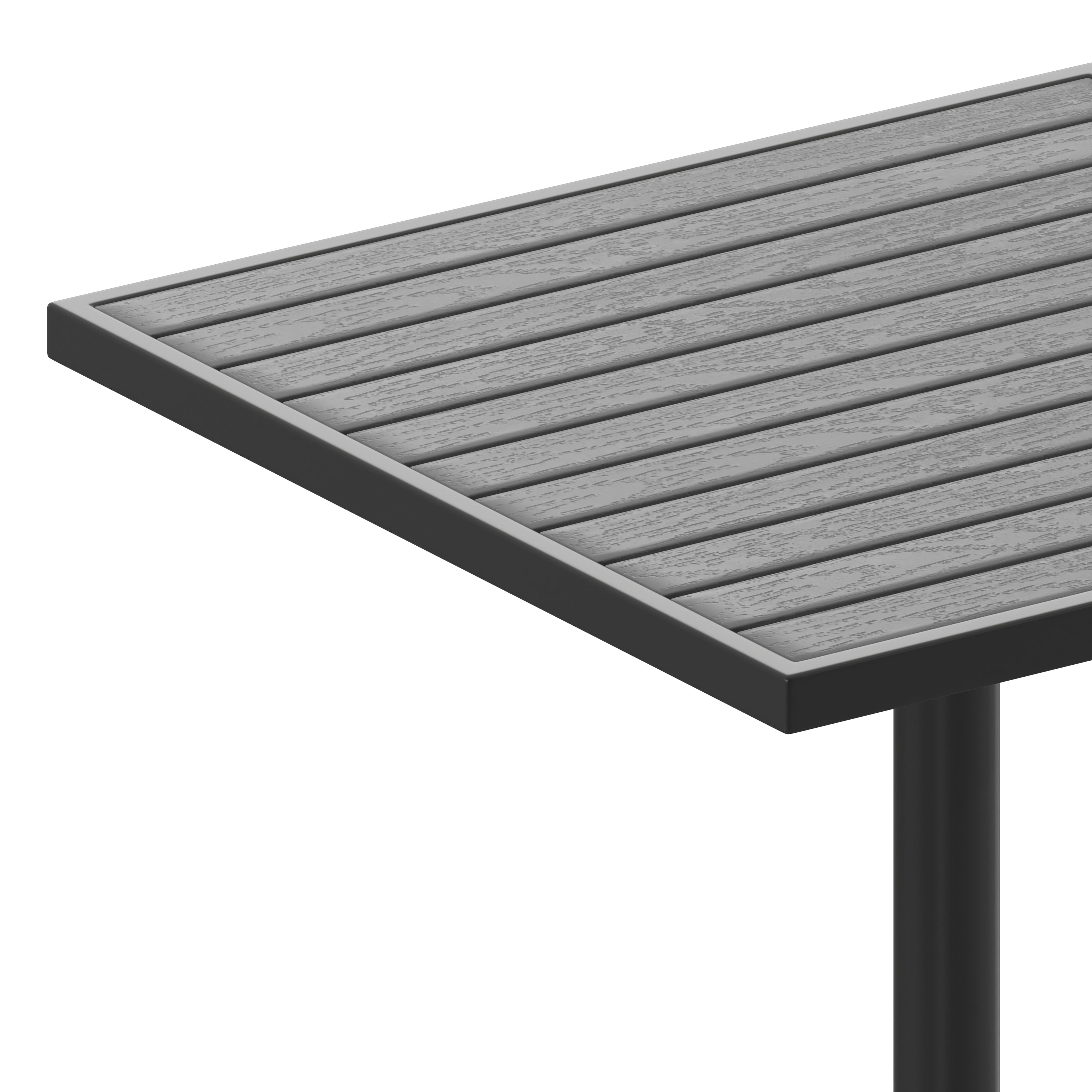 Lark Outdoor Patio Bistro Dining Table with Faux Gray Wash Teak Poly Slats, 30" Square