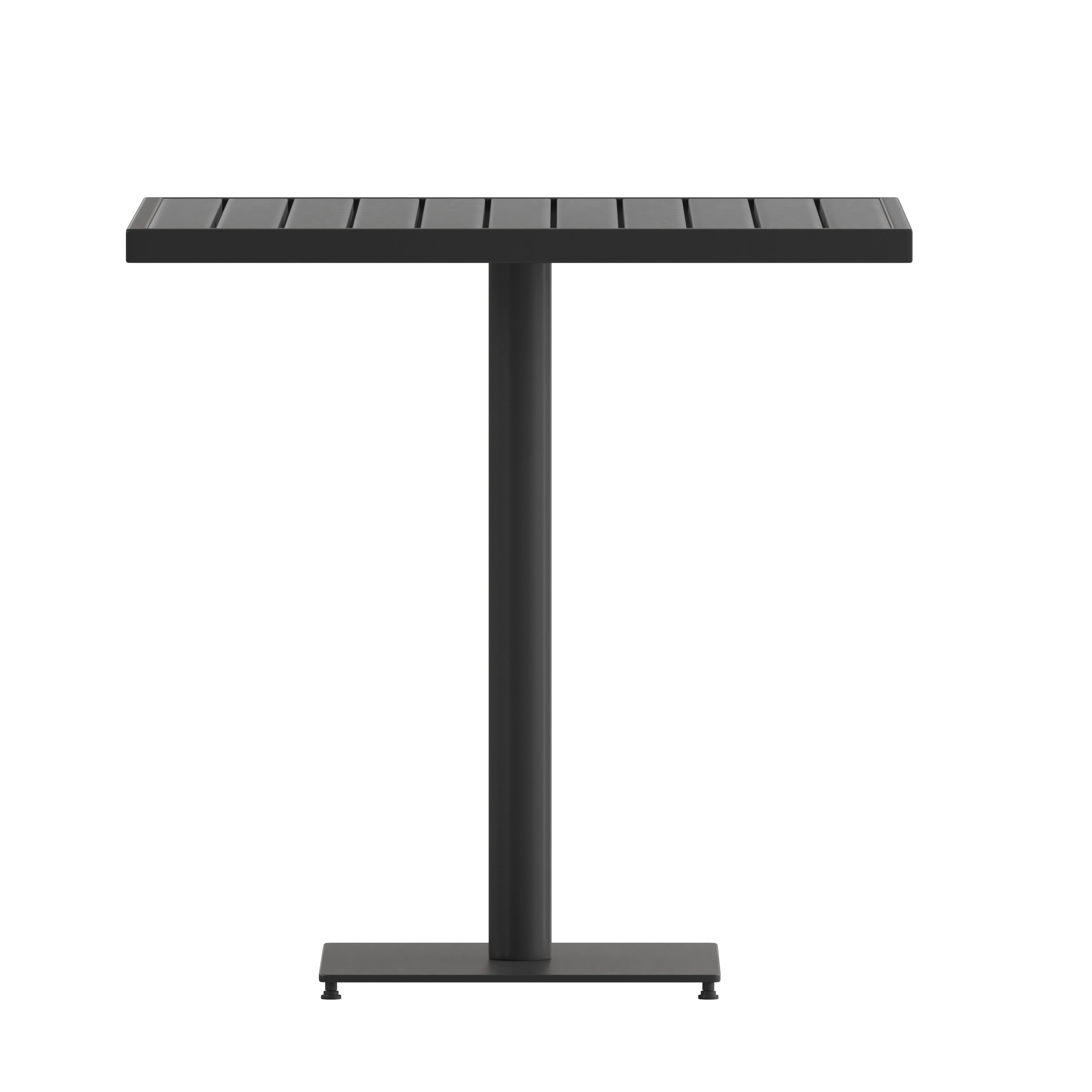 Lark Outdoor Patio Bistro Dining Table with Faux Gray Wash Teak Poly Slats, 30" Square