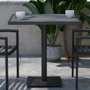 Lark Outdoor Patio Bistro Dining Table with Faux Gray Wash Teak Poly Slats, 30" Square