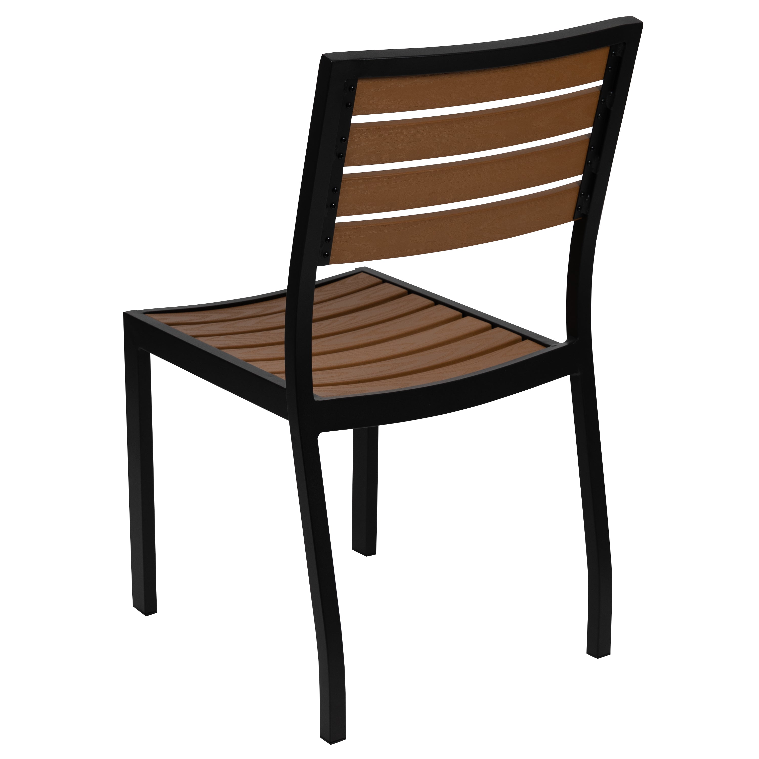 Lark Outdoor Stackable Side Chair with Faux Teak Poly Slats
