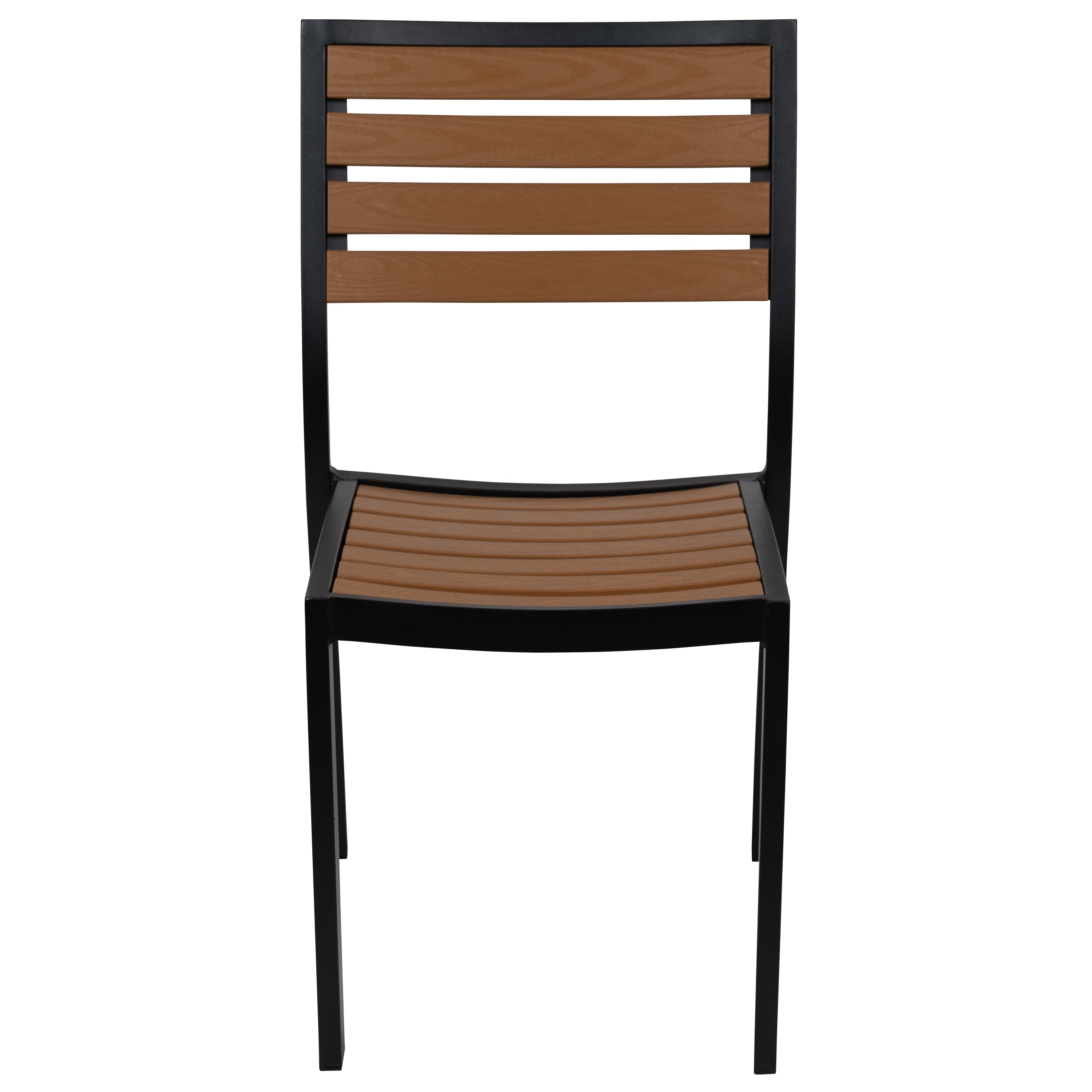 Lark Outdoor Stackable Side Chair with Faux Teak Poly Slats