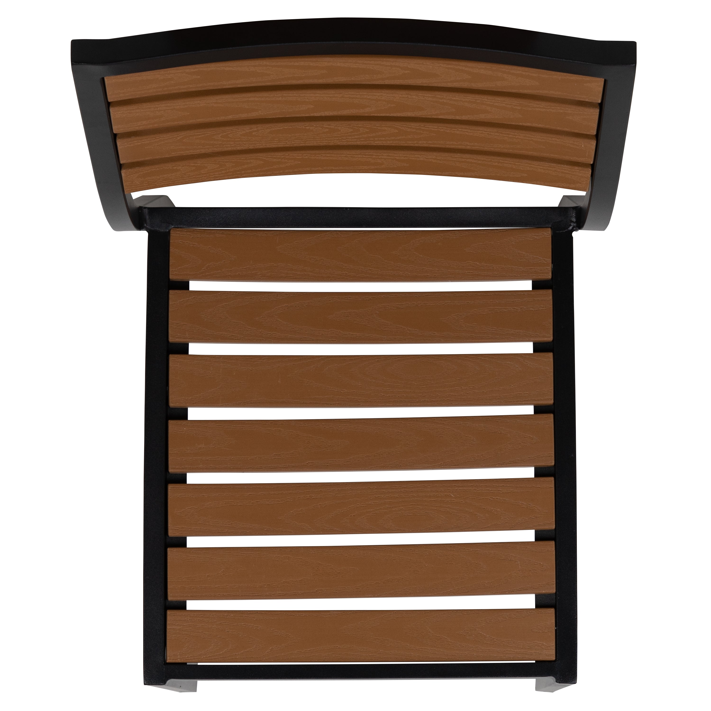 Lark Outdoor Stackable Side Chair with Faux Teak Poly Slats
