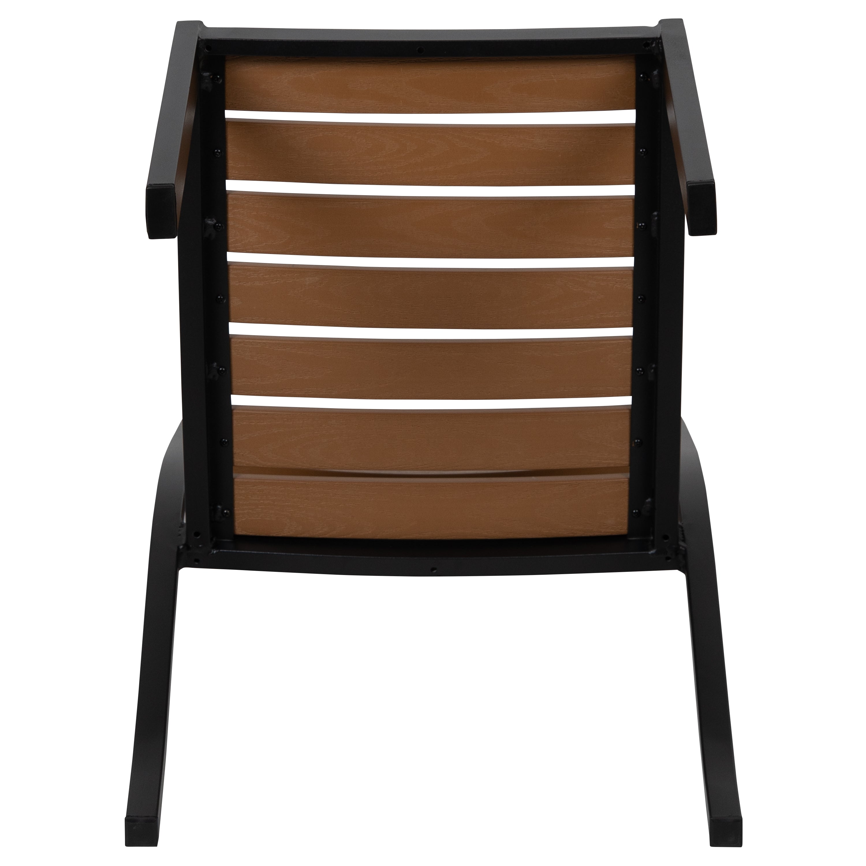 Lark Outdoor Stackable Side Chair with Faux Teak Poly Slats
