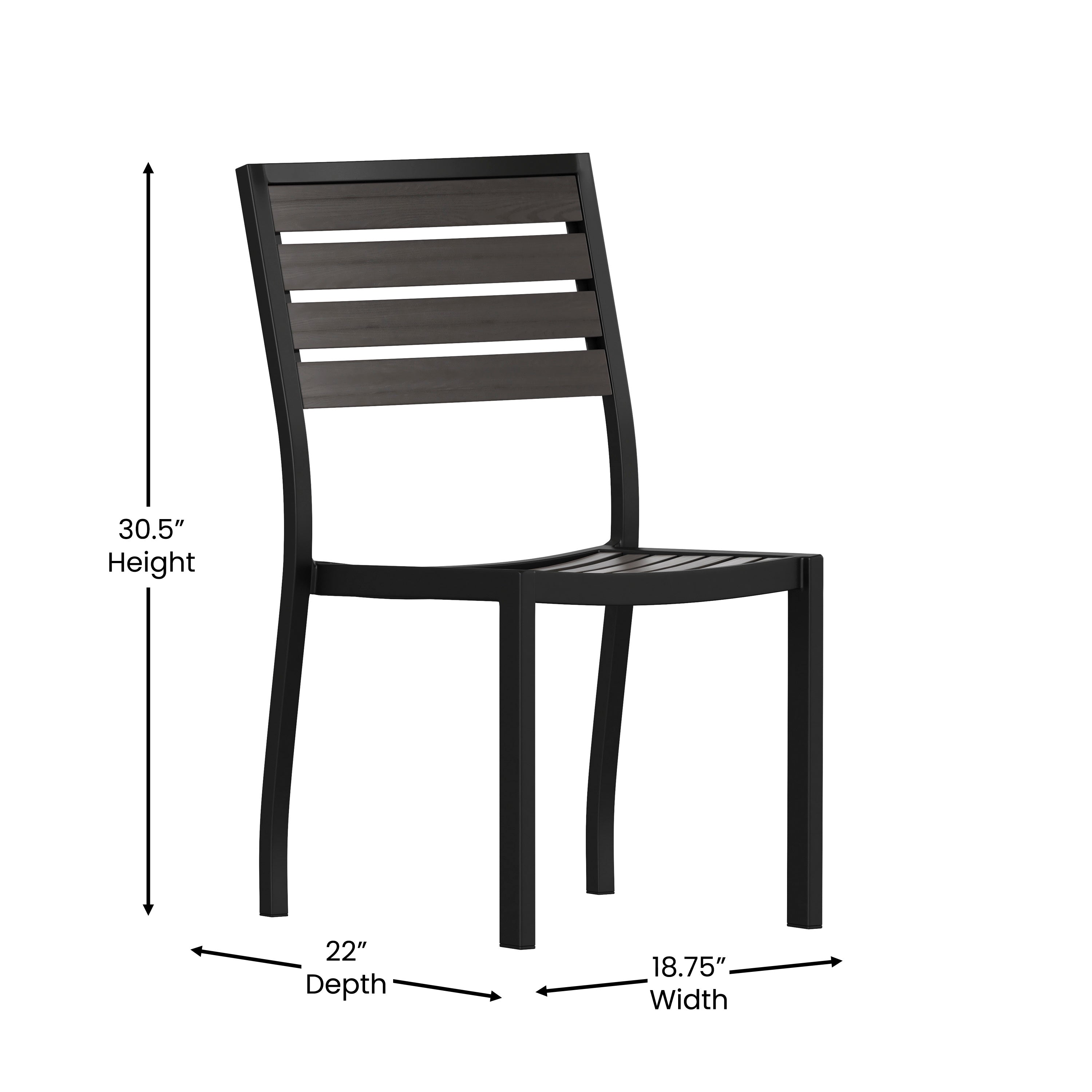 Lark Outdoor Stackable Side Chair with Faux Gray Wash Teak Poly Slats
