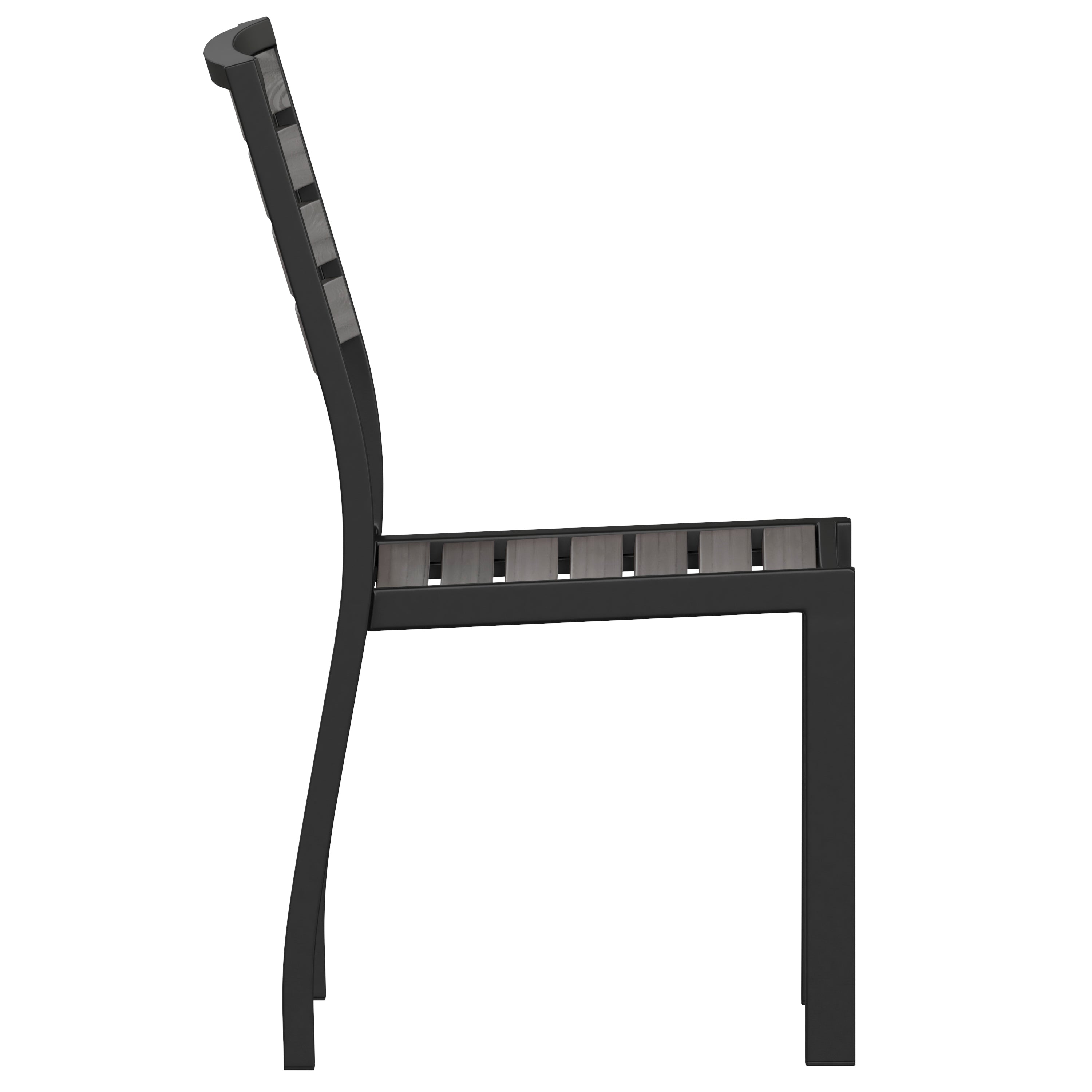 Lark Outdoor Stackable Side Chair with Faux Gray Wash Teak Poly Slats