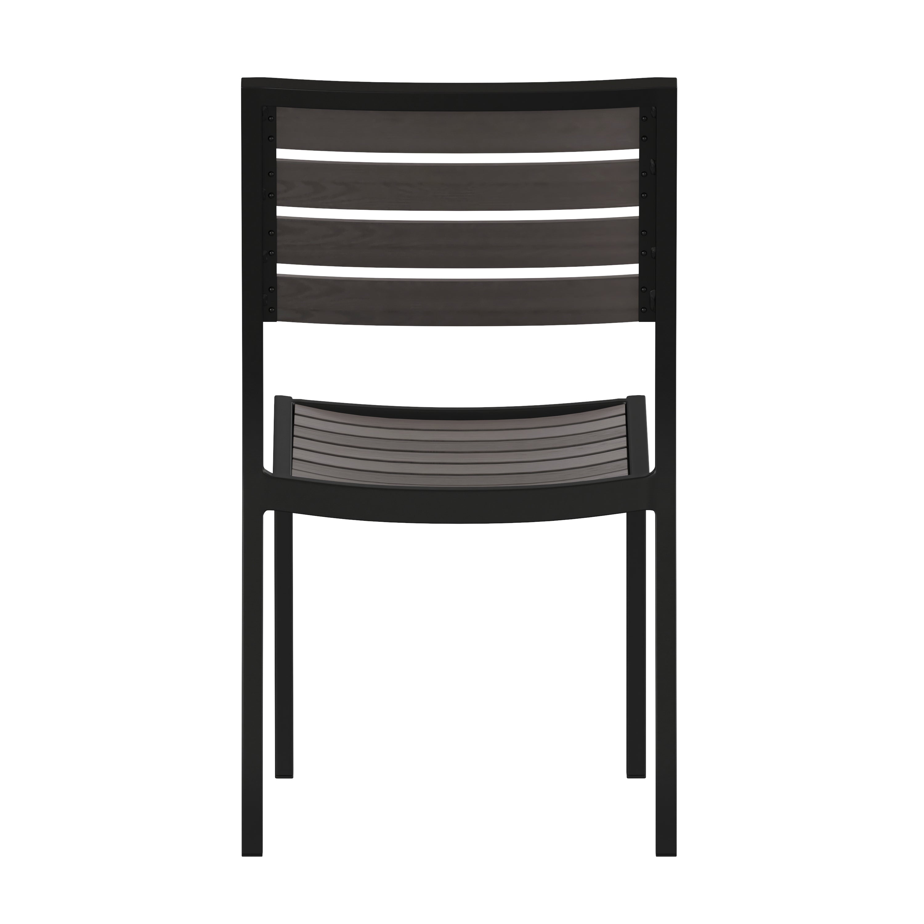 Lark Outdoor Stackable Side Chair with Faux Gray Wash Teak Poly Slats