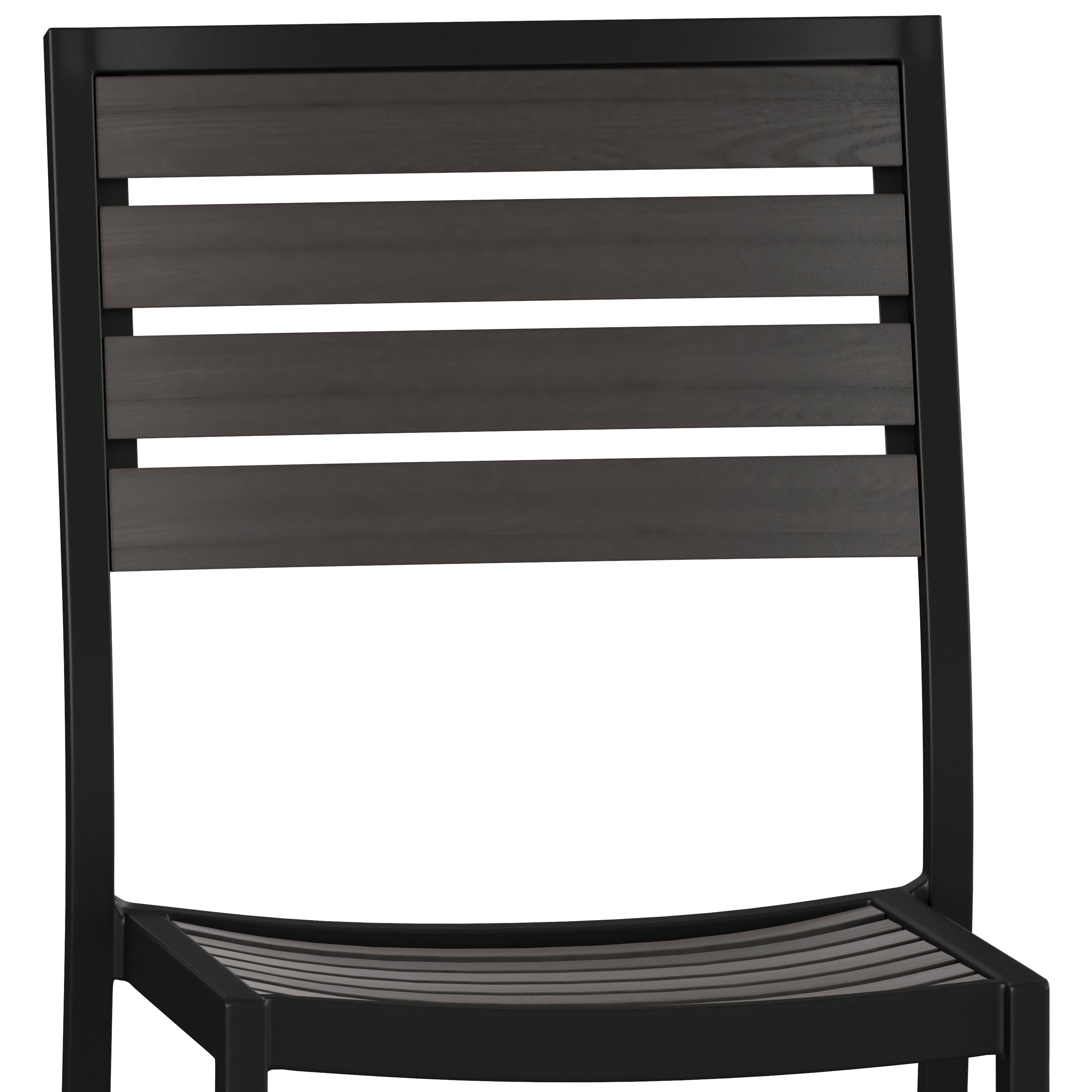 Lark Outdoor Stackable Side Chair with Faux Gray Wash Teak Poly Slats