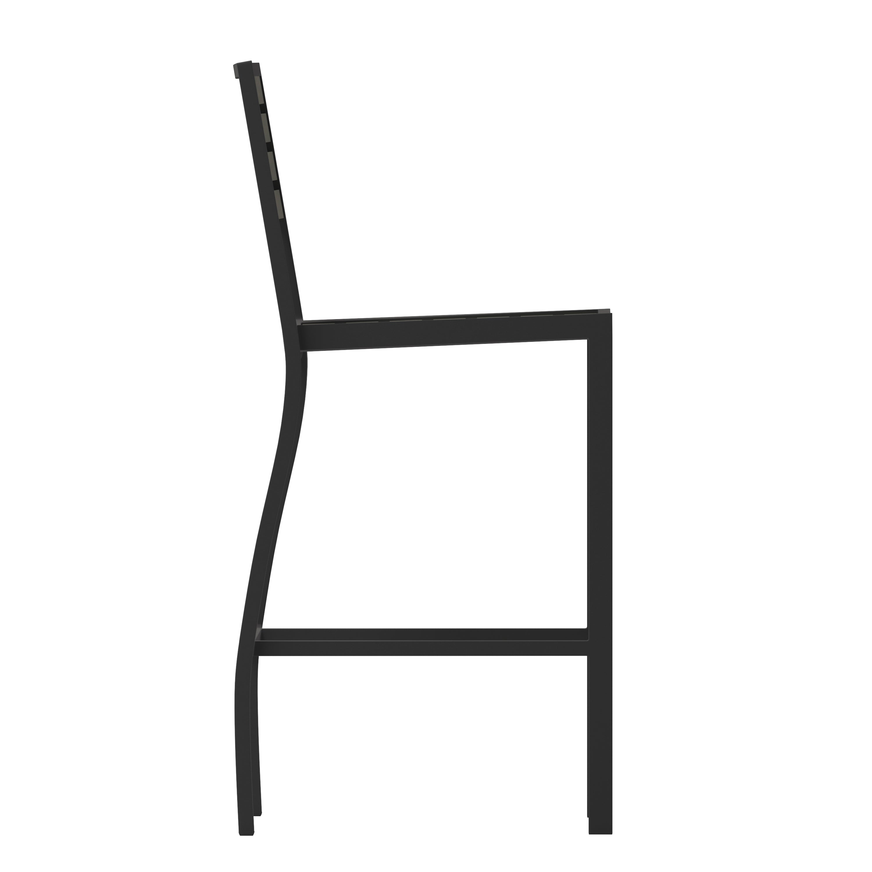Lark Commercial Grade Bar Height Stool, All-Weather Outdoor Bar Stool with Faux Wood Poly Resin Slats and Aluminum Frame, Gray Wash