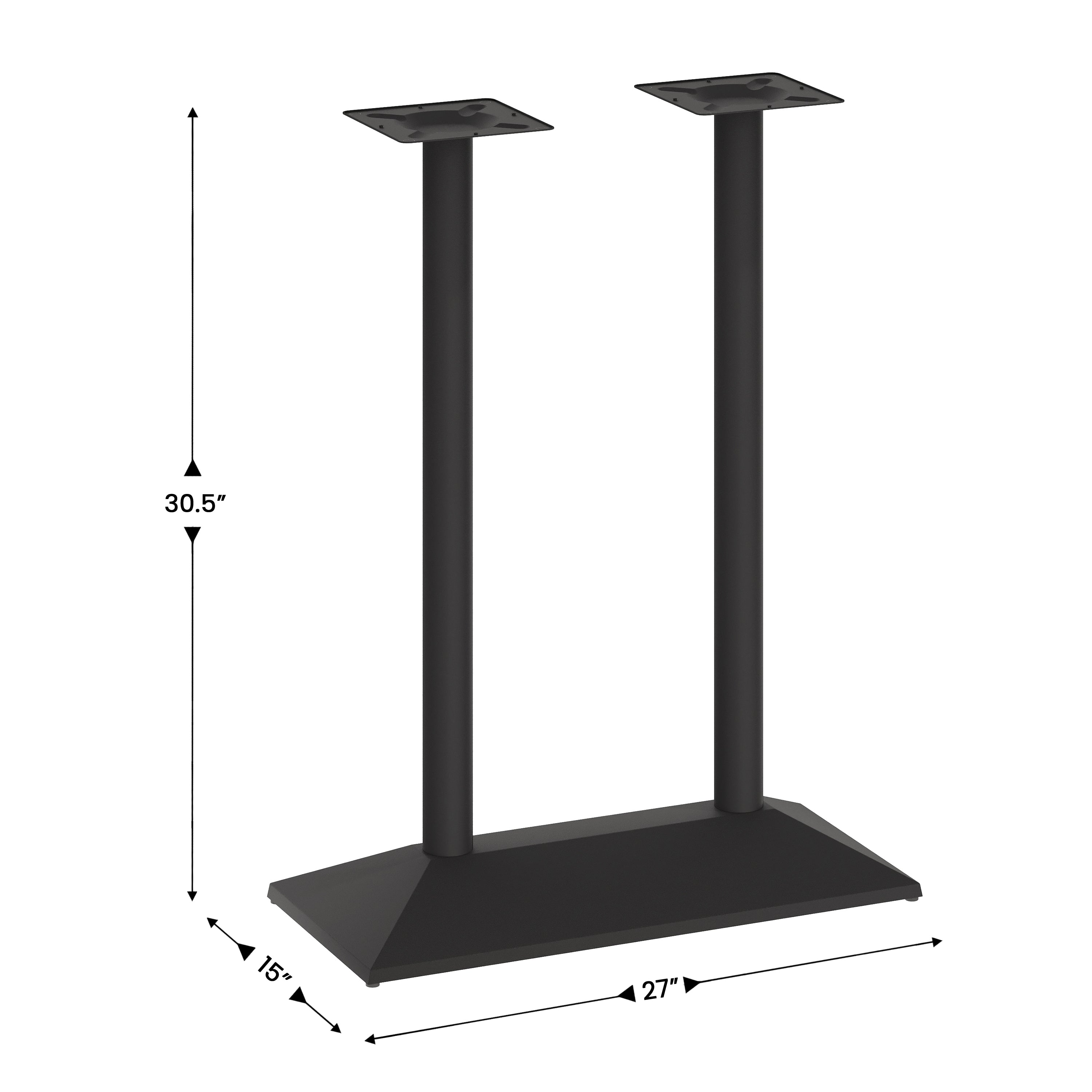 Palis 27"W x 15"D Indoor/Outdoor Dining Height Double Column Table Base for 30" x 48" Table Tops, Black
